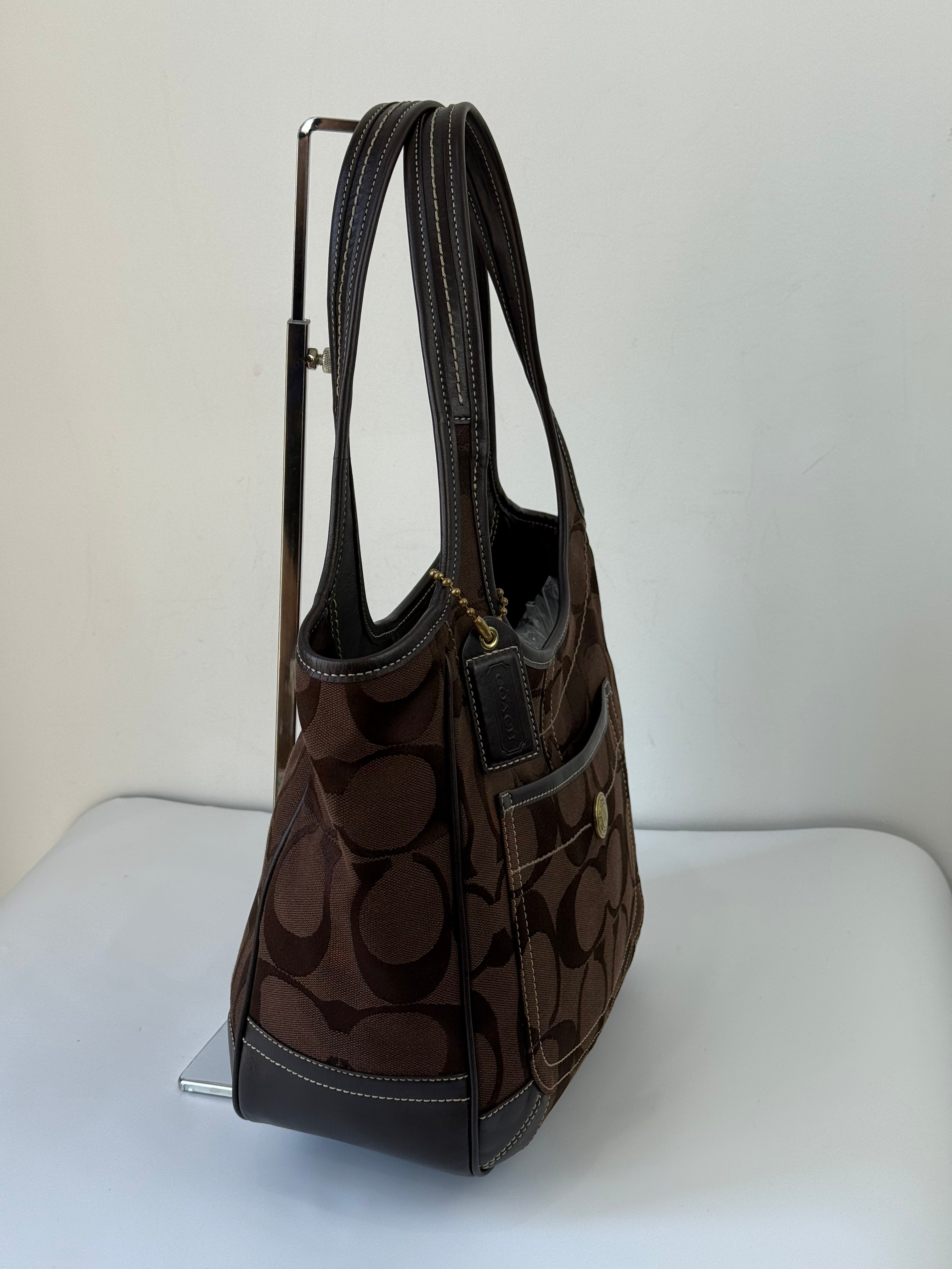 Vintage Coach Brown Ergo Shoulder Bag Coach Signature Handbag 00s Y2K