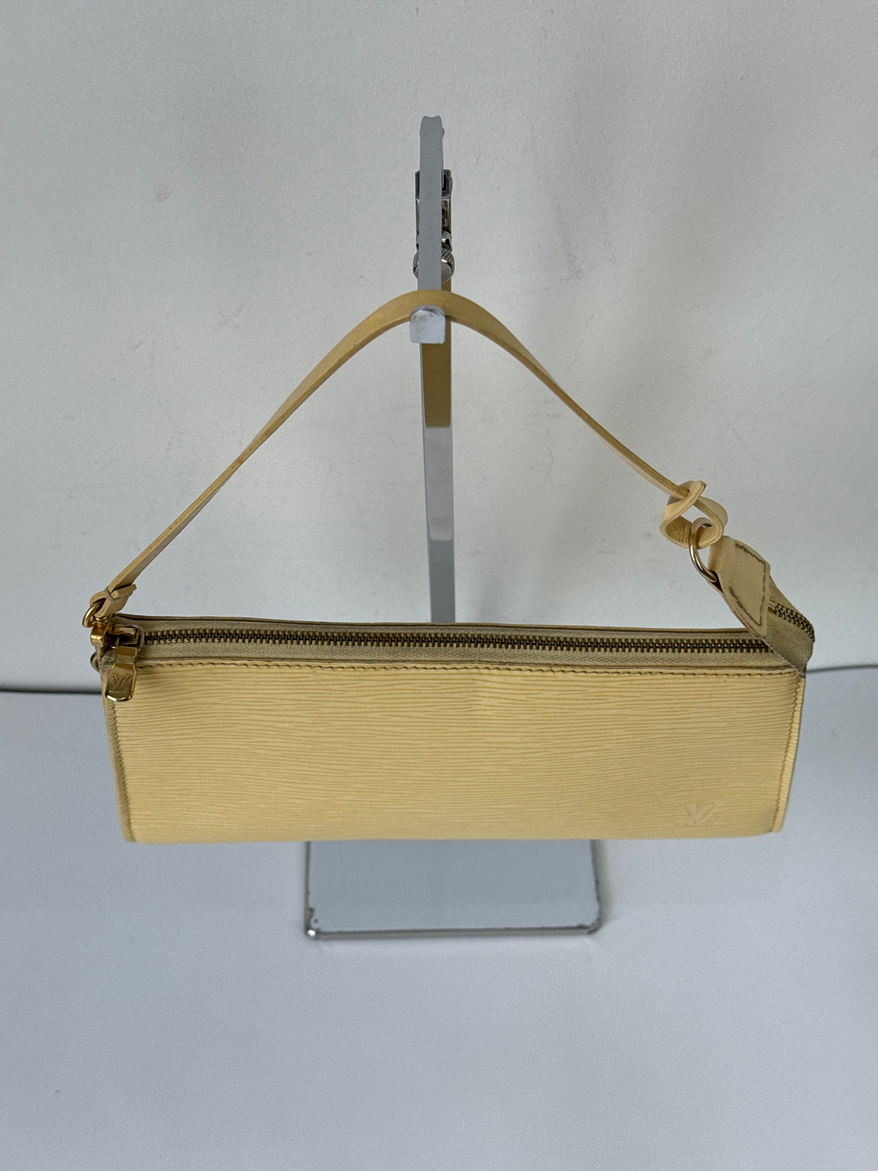 Vintage Louis Vuitton Pochette Bag Louis Vuitton Yellow Pouch Leather Handbag 00s Y2K