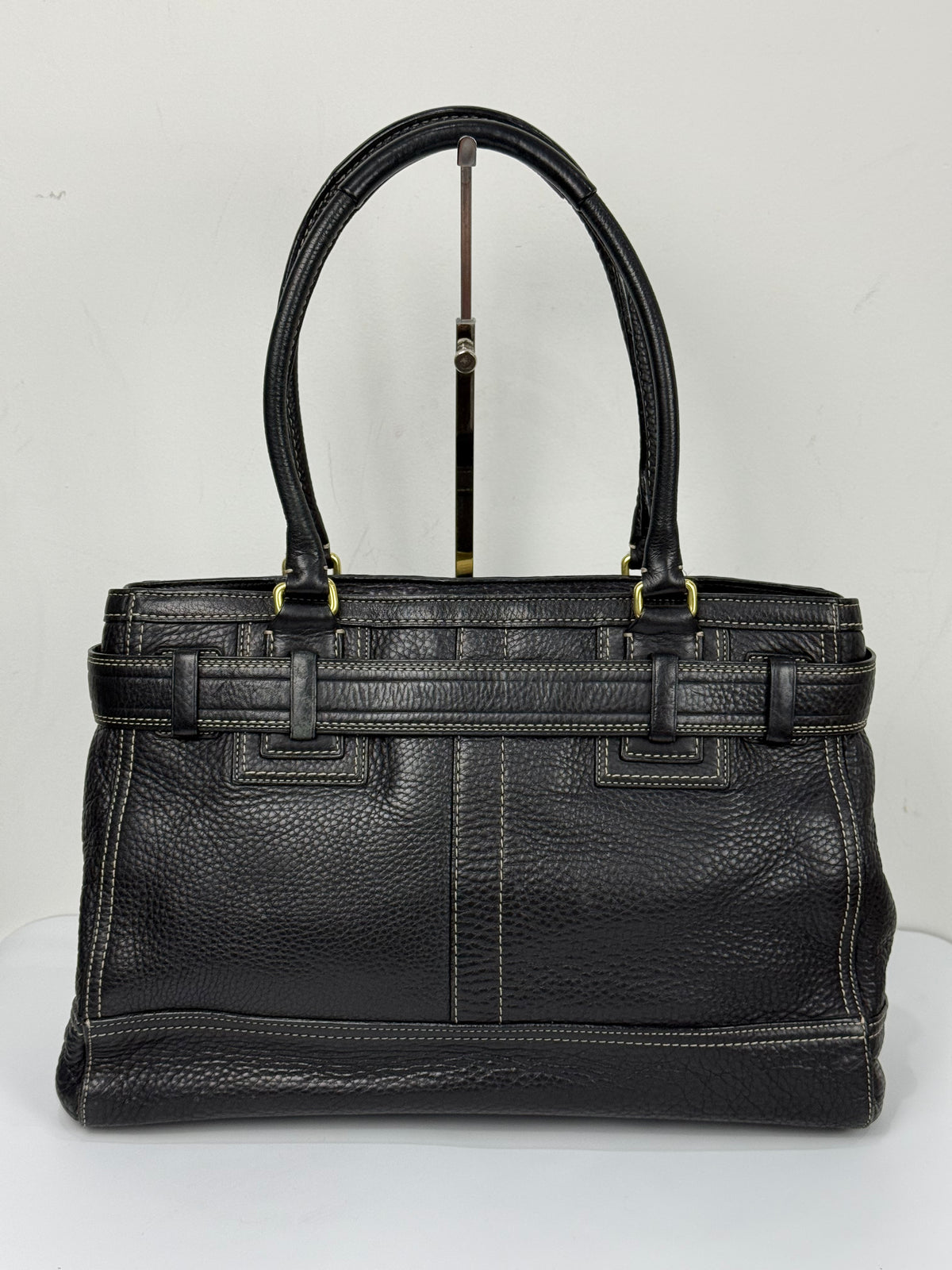 Vintage Coach Hampton Tote Bag Black Coach Leather HandBag 00s Y2K