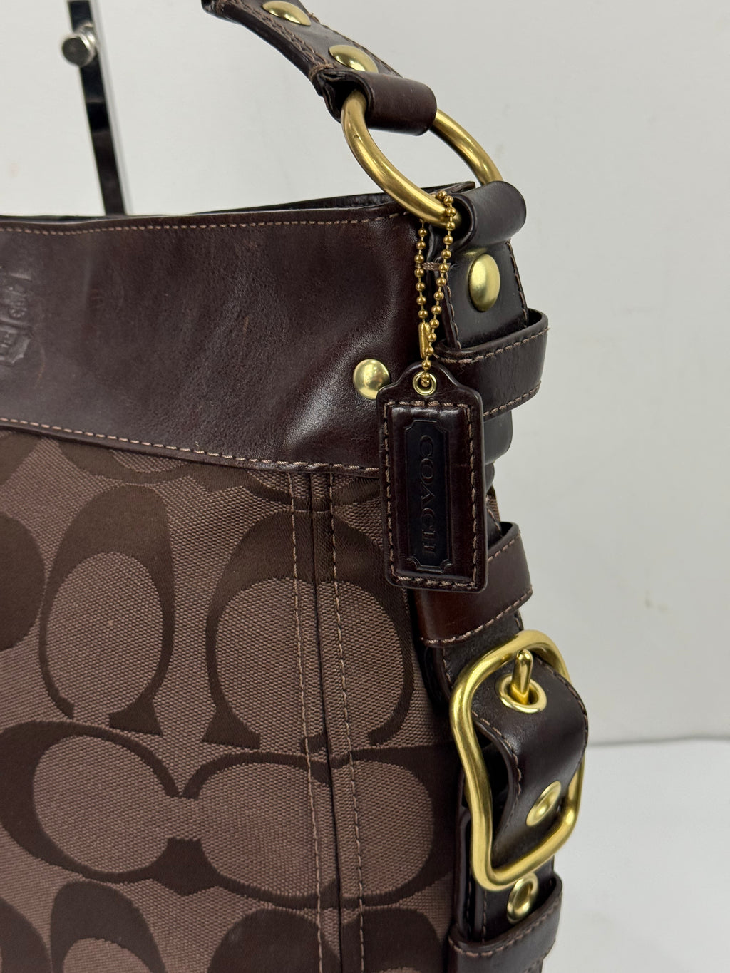 Vintage Coach Dark Brown Zoe Bag Coach Signature Shoulder Bag 00s Y2K