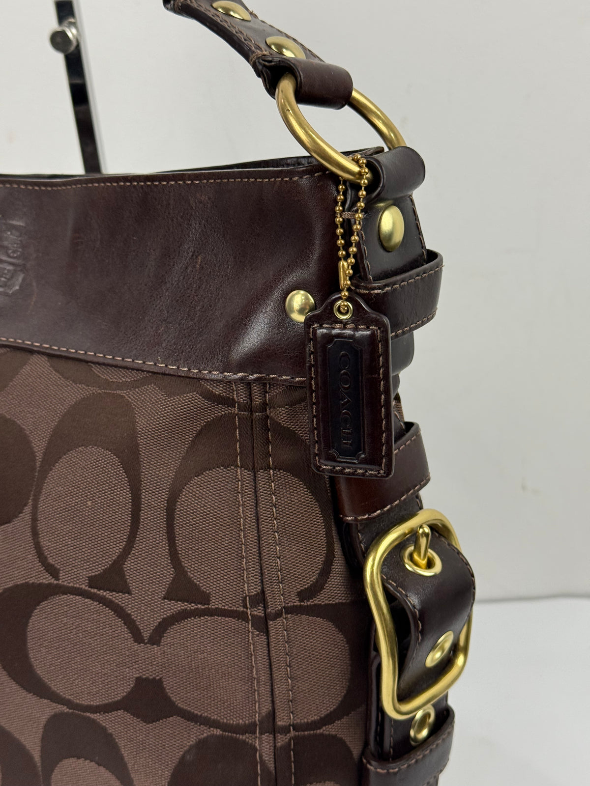 Vintage Coach Dark Brown Zoe Bag Coach Signature Shoulder Bag 00s Y2K