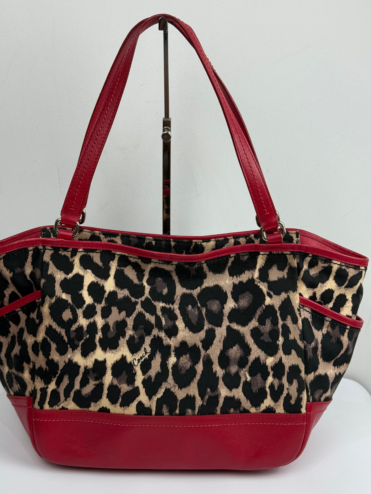 Vintage Coach Ocelot Leopard Print Park Tote Bag Canvas Handbag 00s Y2K