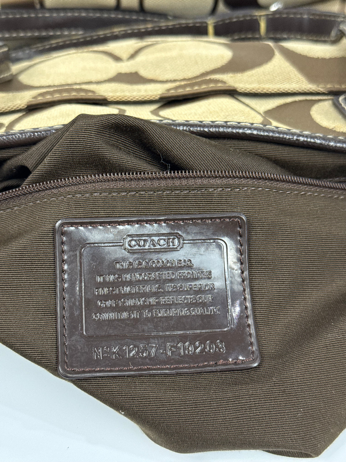 Vintage Coach Signature Stripe Pocket Satchel Bag Brown/Beige Tote Bag Y2K