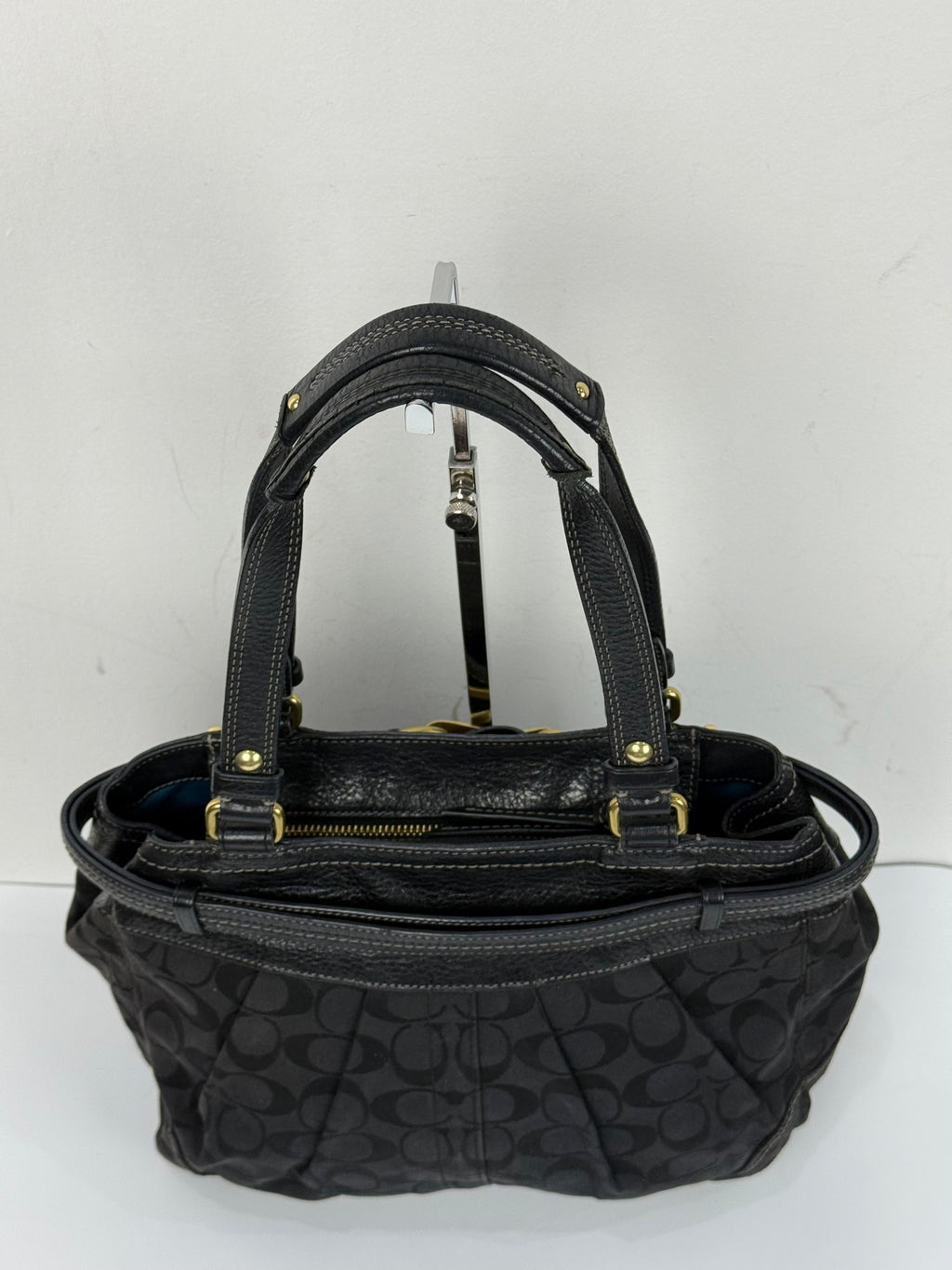 Vintage Coach Hampton Signature Tote Bag Black Coach Canvas HandBag 00s Y2K