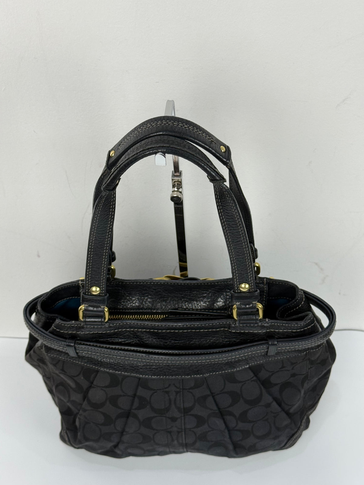 Vintage Coach Hampton Signature Tote Bag Black Coach Canvas HandBag 00s Y2K