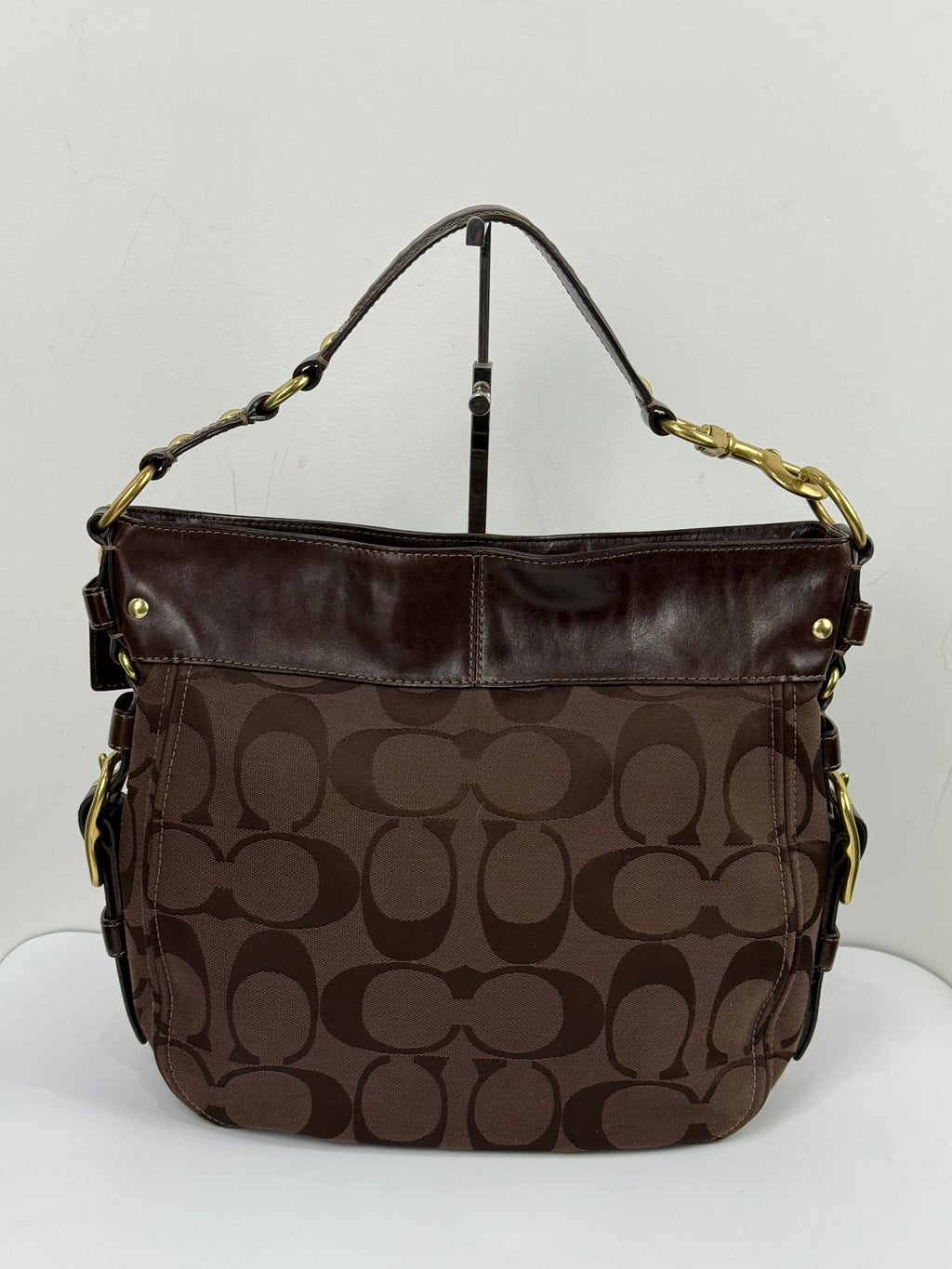 Vintage Coach Dark Brown Zoe Bag Coach Signature Shoulder Bag 00s Y2K
