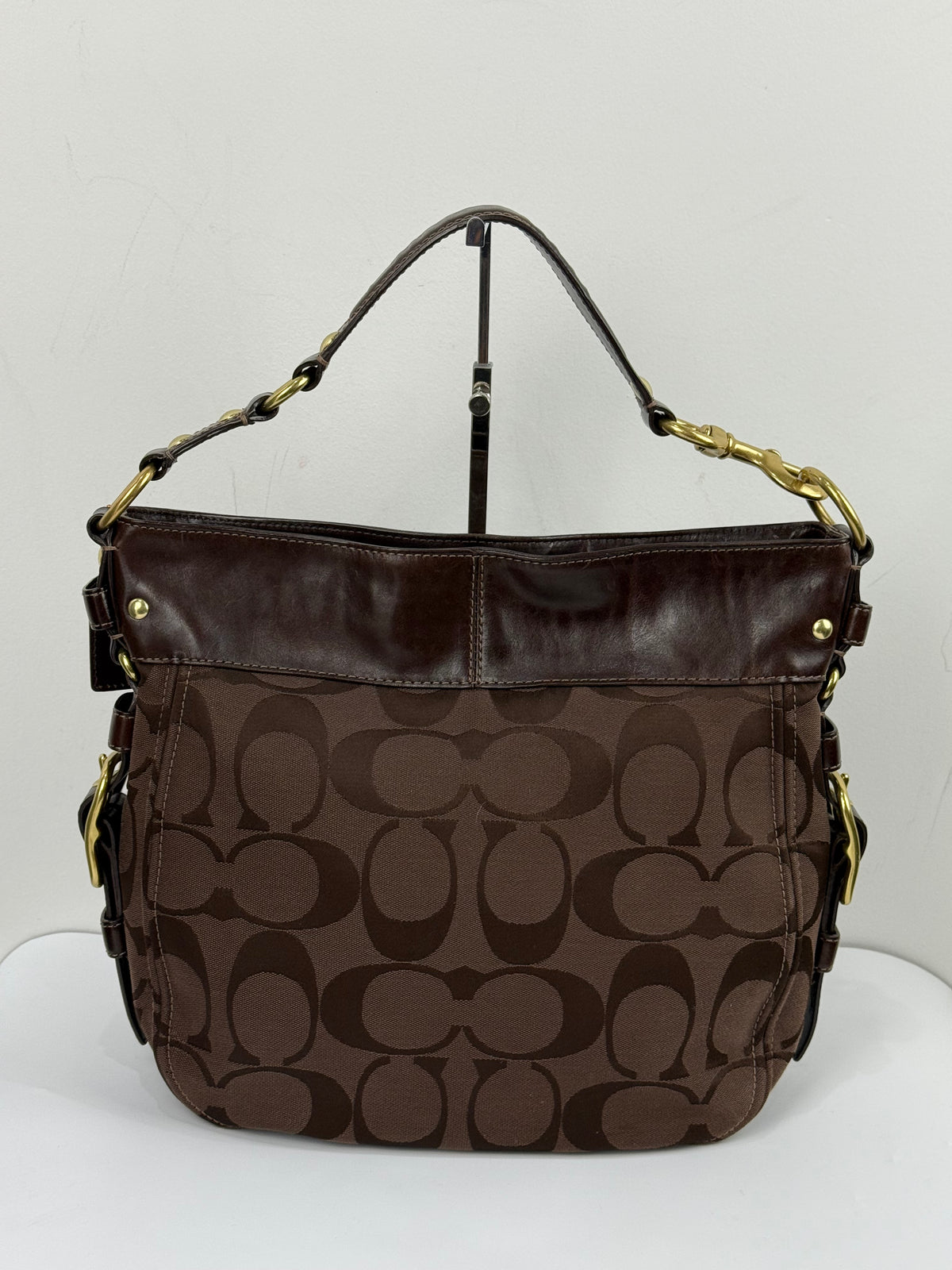 Vintage Coach Dark Brown Zoe Bag Coach Signature Shoulder Bag 00s Y2K
