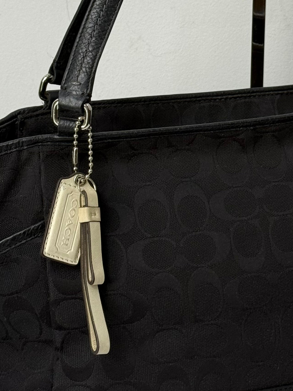 Vintage Coach Park Signature Carrie Tote Bag Black Coach Canvas Handbag 00s Y2K