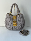 Vintage Miu Miu Coffer 2 Way Bag Grey Matelassé Leather Miu Miu  Handbag 00s Y2K