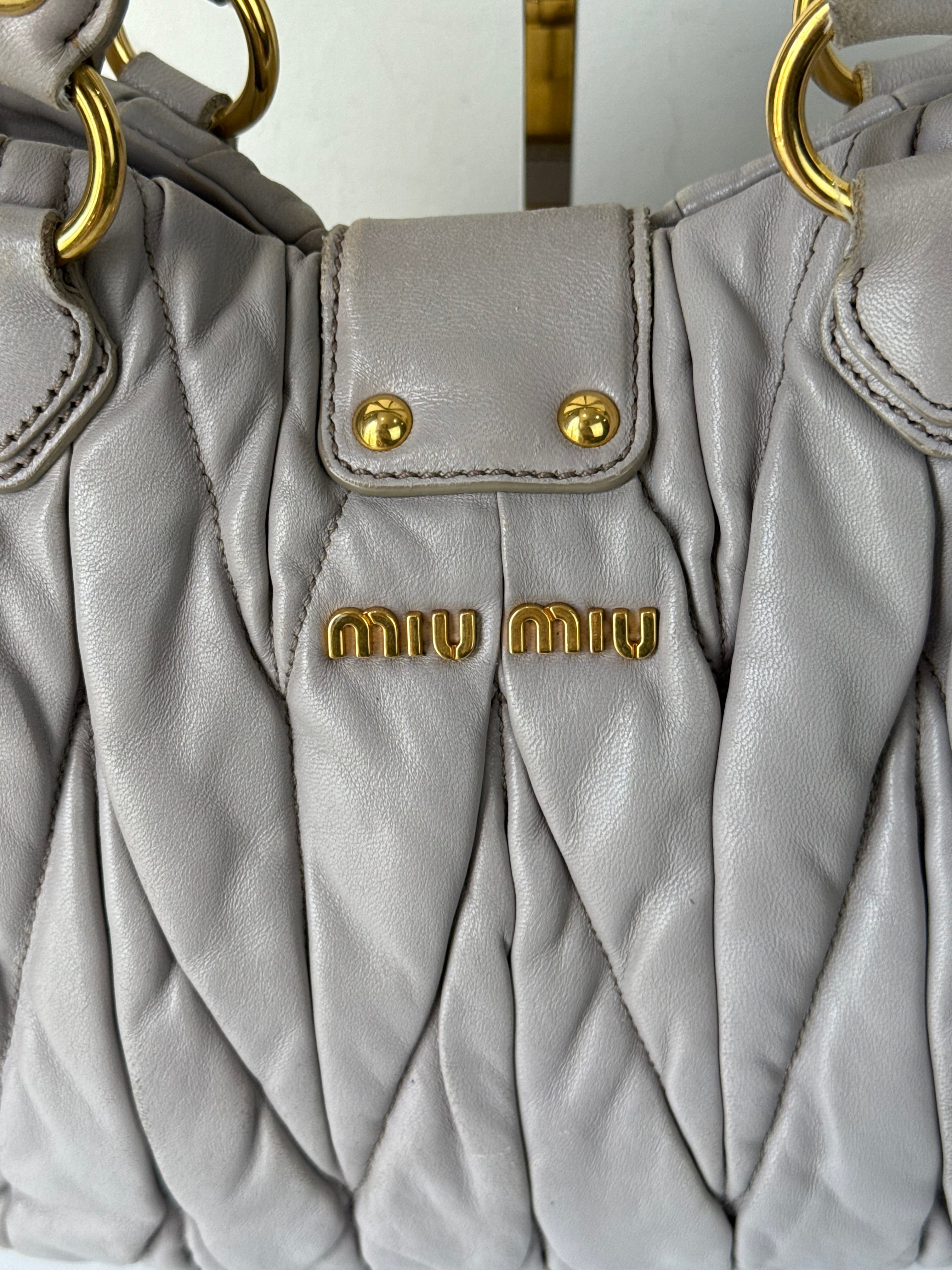 Vintage Miu Miu Coffer 2 Way Bag Grey Matelassé Leather Miu Miu  Handbag 00s Y2K