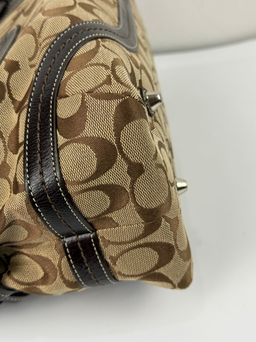 Vintage Coach Soho Satchel Bag Beige & Brown Signature Coach Handbag 00s Y2K