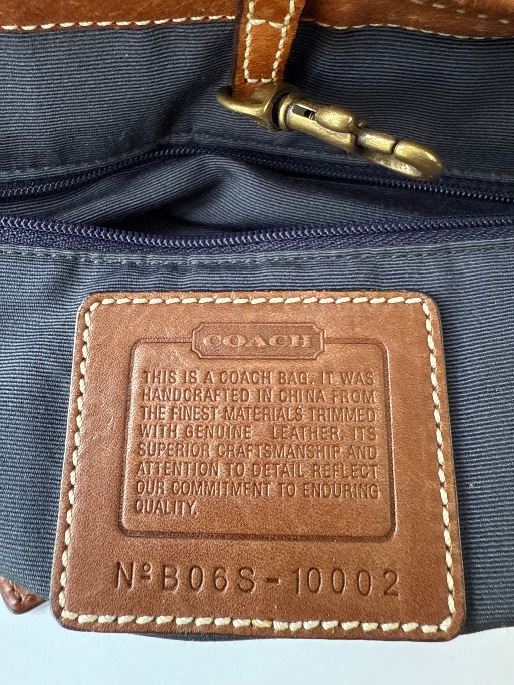 Vintage Coach Blue Denim Patchwork Tote Bag Coach Signature Leather Handbag 00s Y2K
