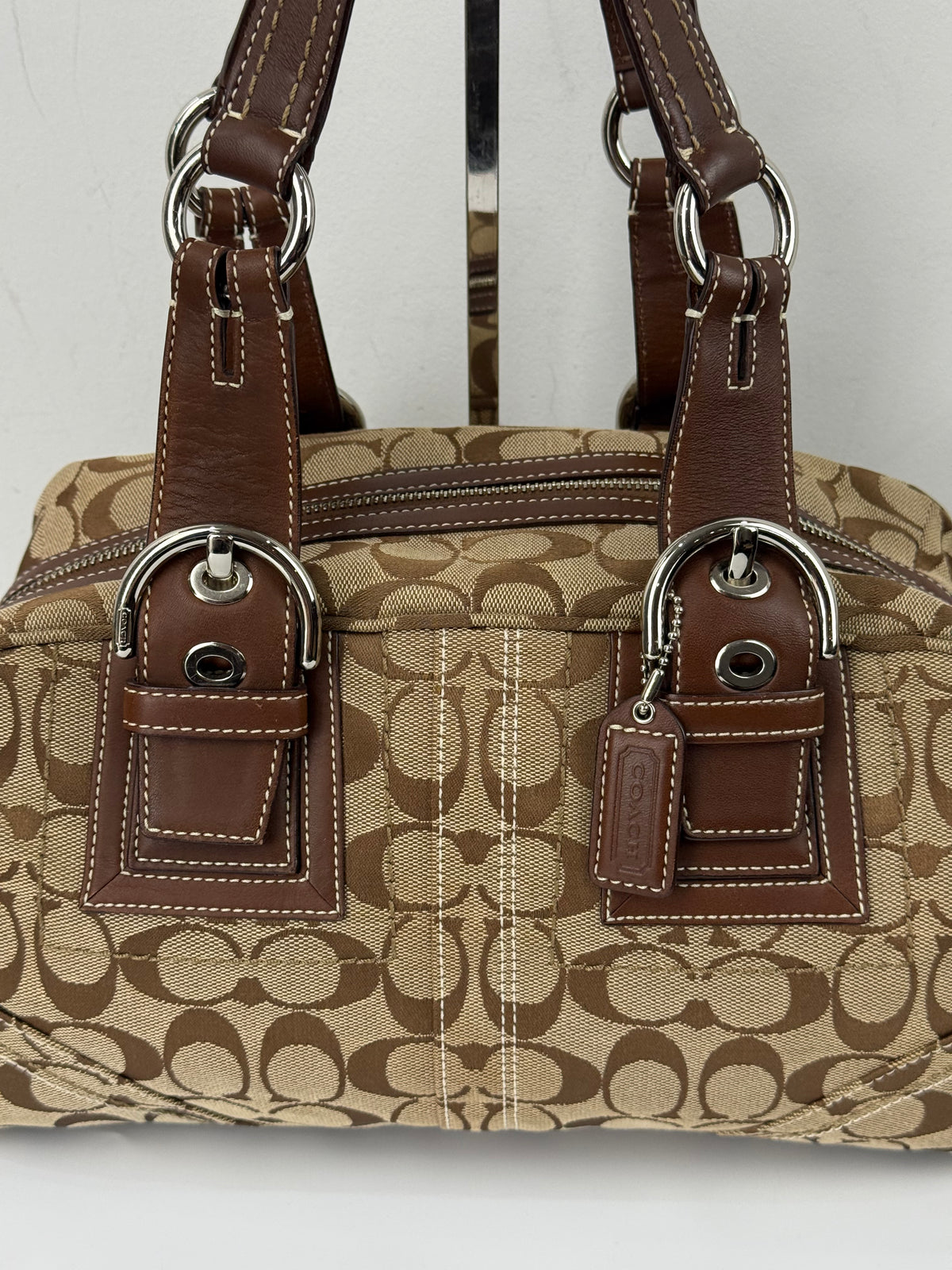 Vintage Coach Dark Brown Boston Satchel Soho Mia Signature Shoulder Bag 00s Y2K