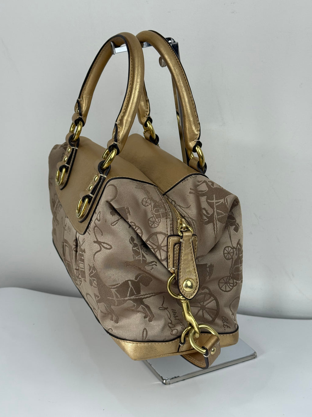 Vintage Coach Ashley Horse and Carriage Satchel Bag Coach Beige/Gold Y2K HandBag