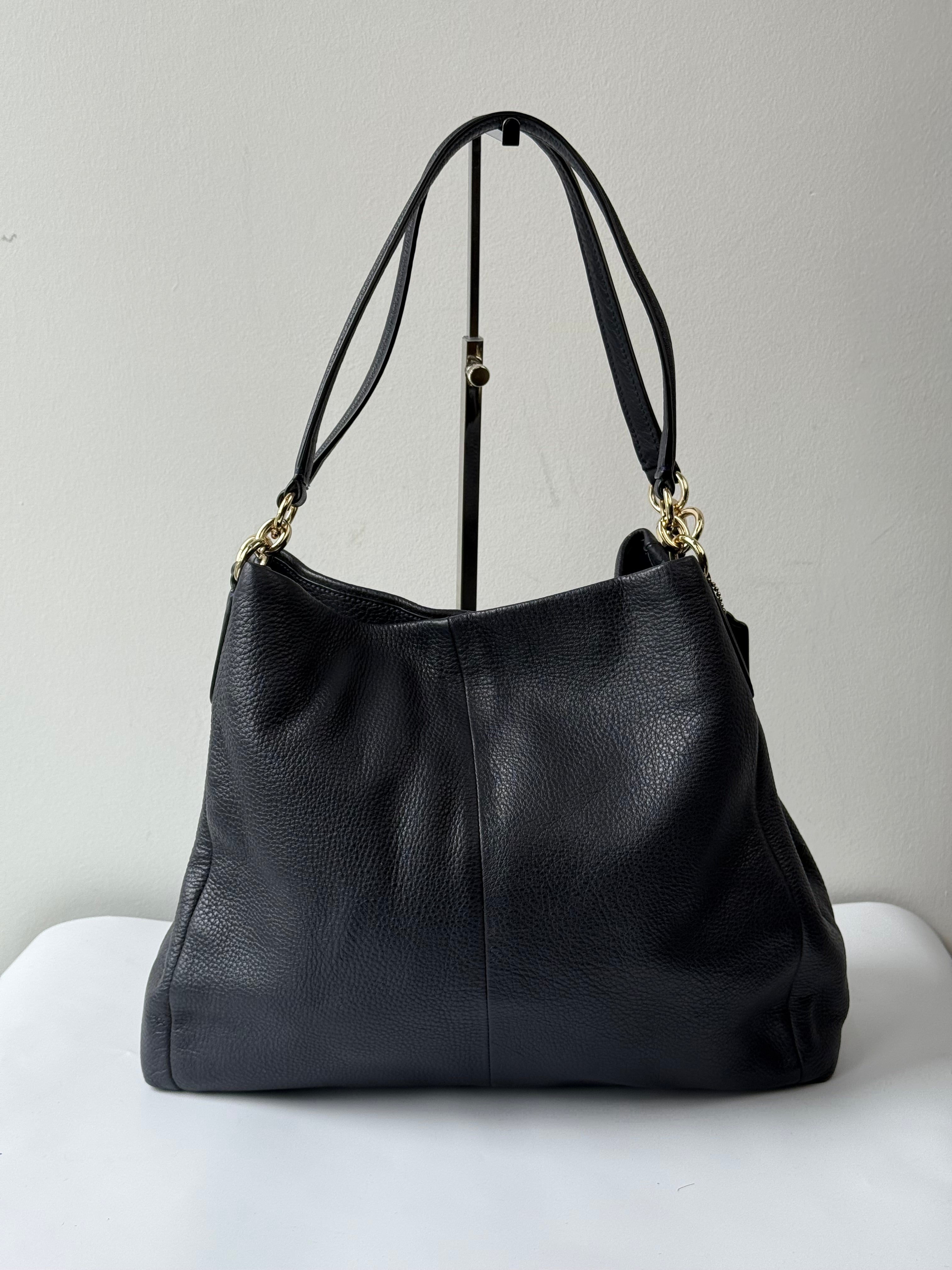 Vintage Coach Shoulder Bag 00s Y2K Coach Madison Phoebe Black Pebbled Leather Bag