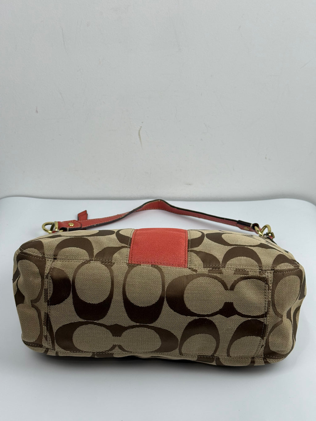Vintage Coach Signature Stripe Shoulder Bag Canvas Tote Bag 00s Y2K