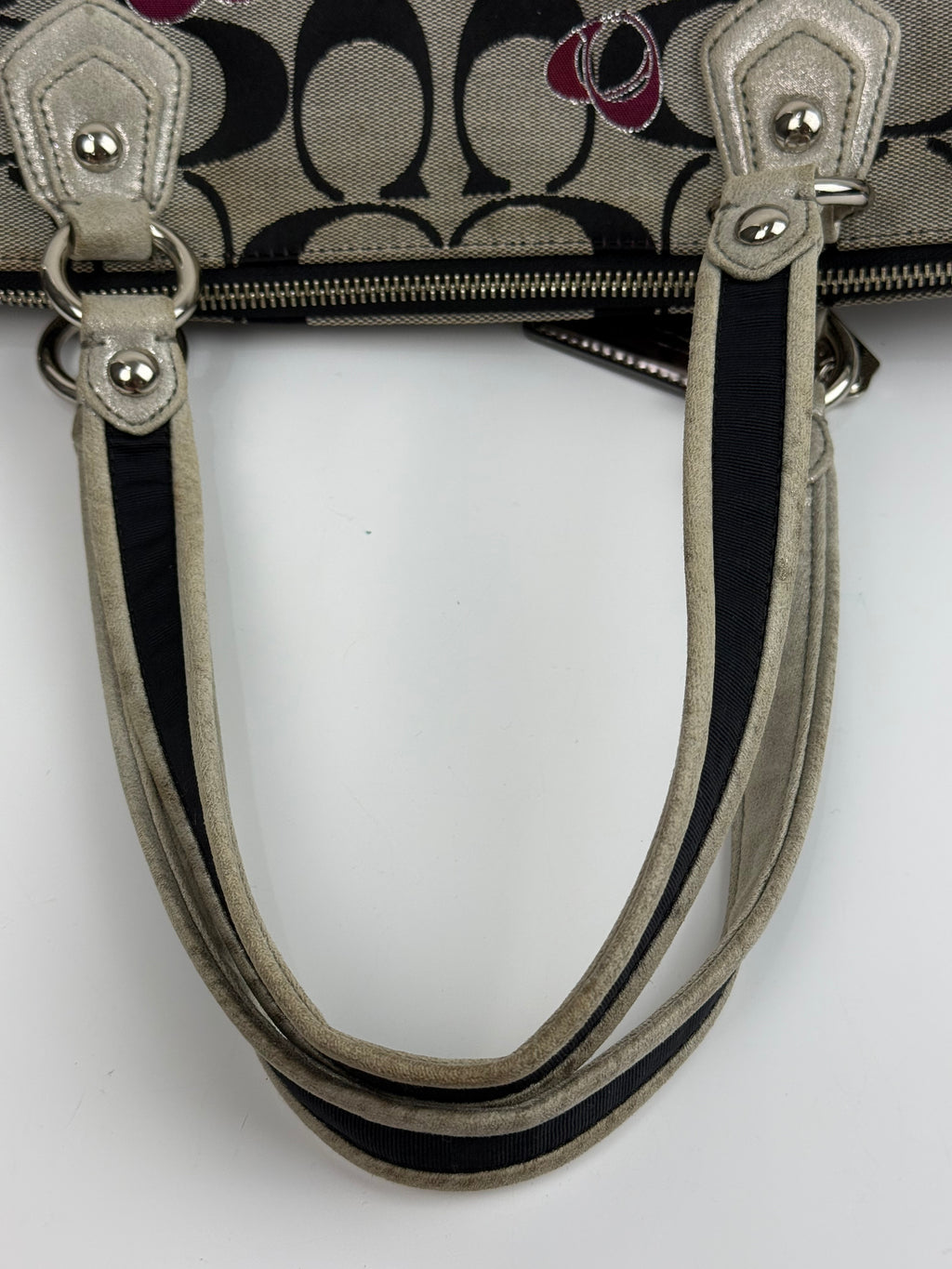 Vintage Coach Poppy Shoulder Bag Grey/Black Signature Tote Bag 00s Y2K
