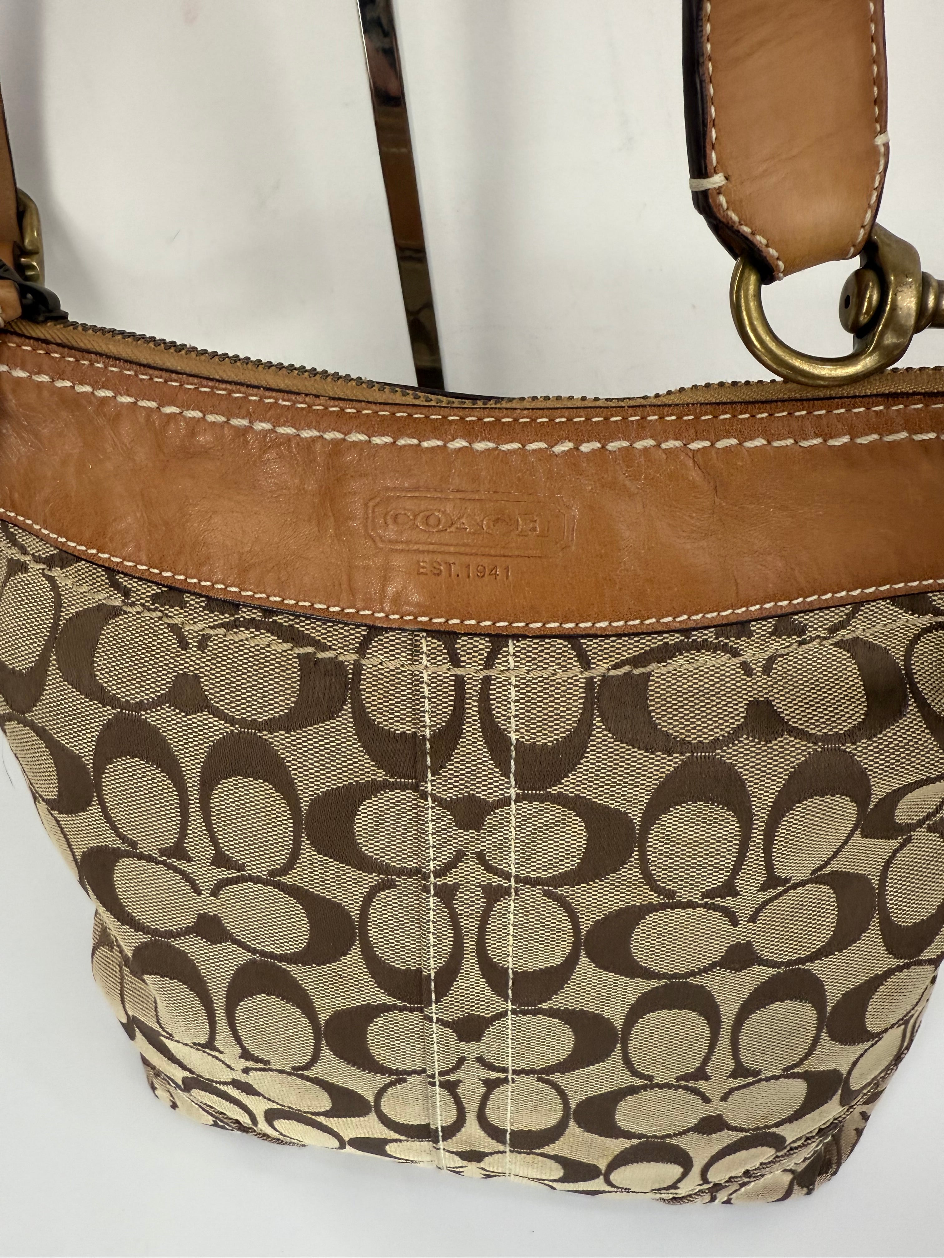 Vintage Coach Bleecker Brown/Tan Bucket Bag Coach Signature Y2K Shoulder Bag