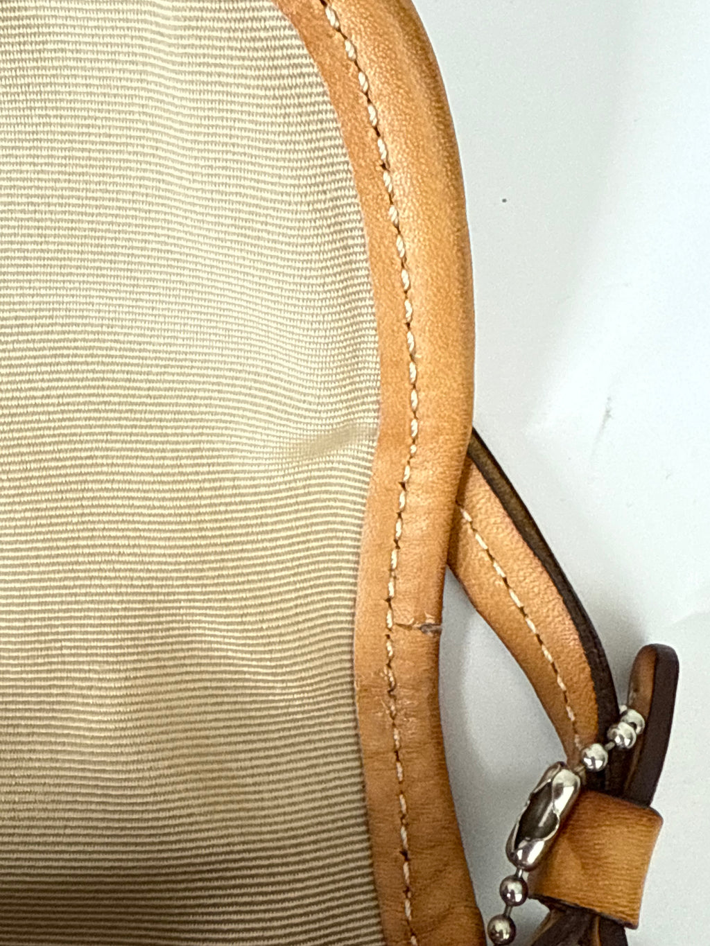 Vintage Coach Demi Clip Bag Beige and Blue Signature Canvas Shoulder Bag Y2K