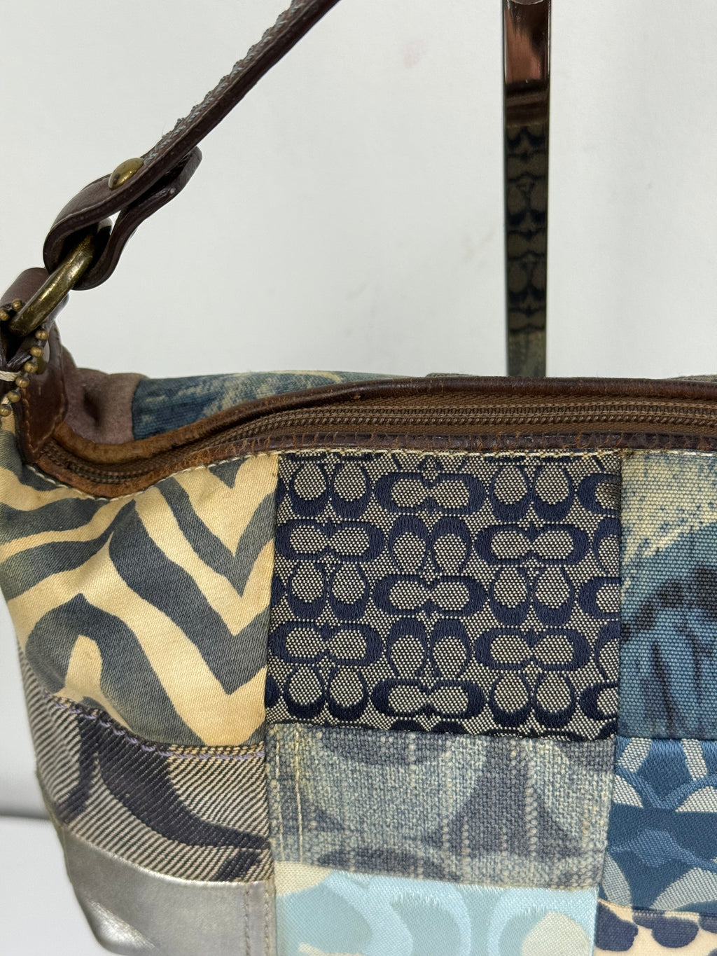 Vintage Coach Blue Denim Patchwork HandBag Coach Y2K Leather Bag