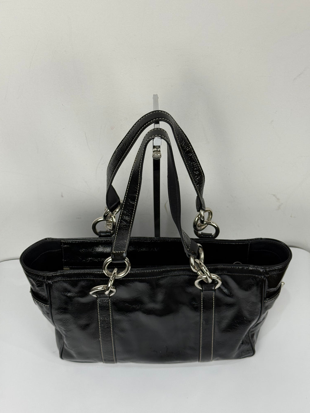 Vintage Coach East West Gallery Tote Bag Coach Black Patent Leather HandBag 00s Y2K