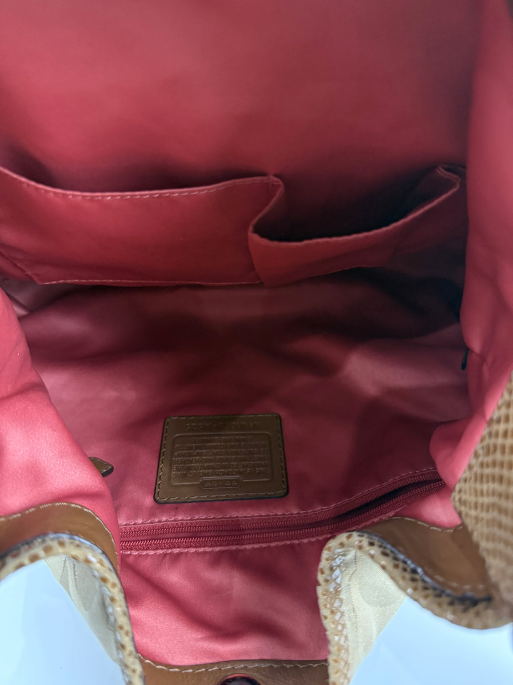 Vintage Coach Peyton Signature Satin Hobo Bag Beige & Brown Coach Shoulder Bag 00s Y2K
