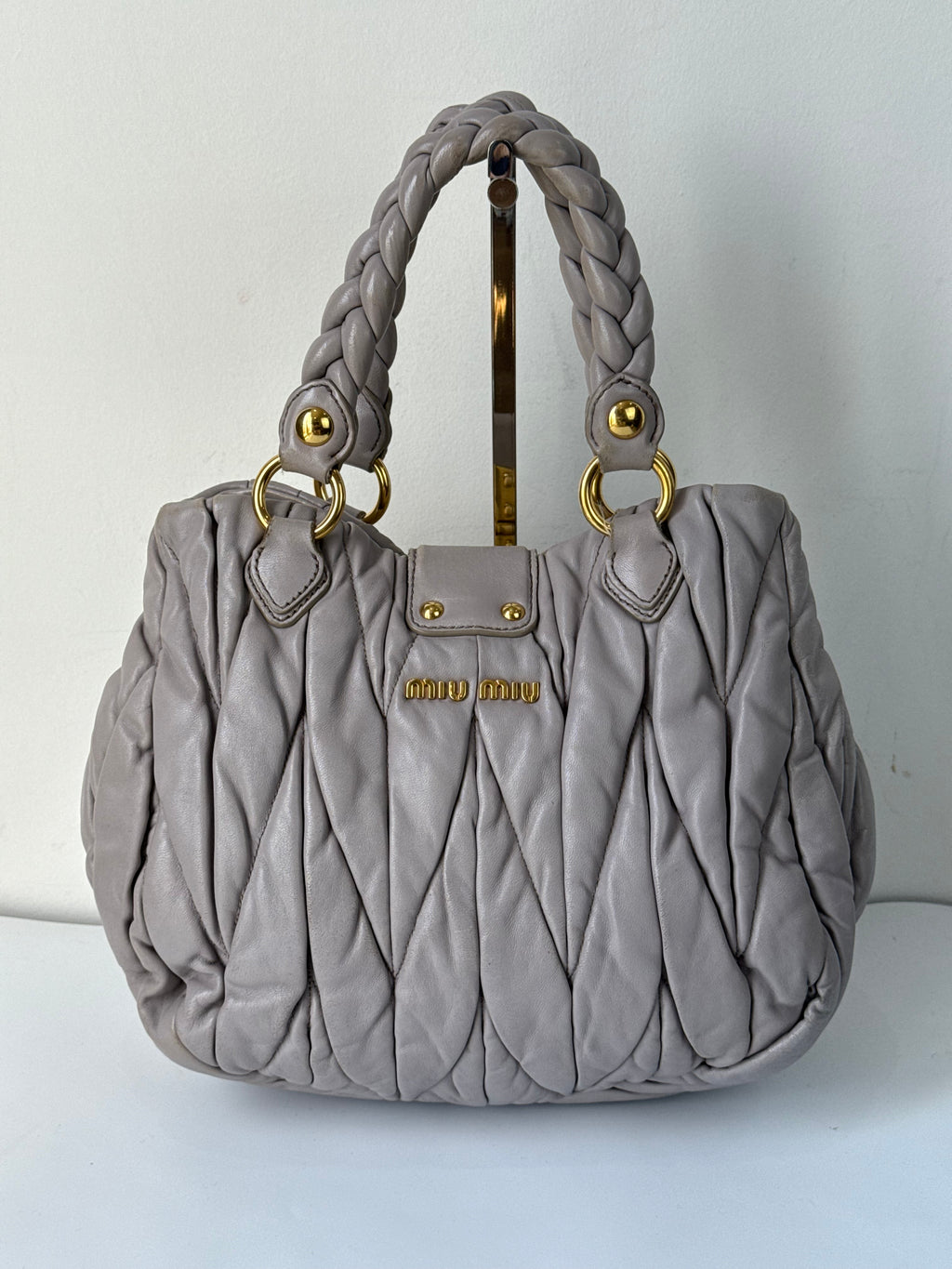 Vintage Miu Miu Coffer 2 Way Bag Grey Matelassé Leather Miu Miu  Handbag 00s Y2K