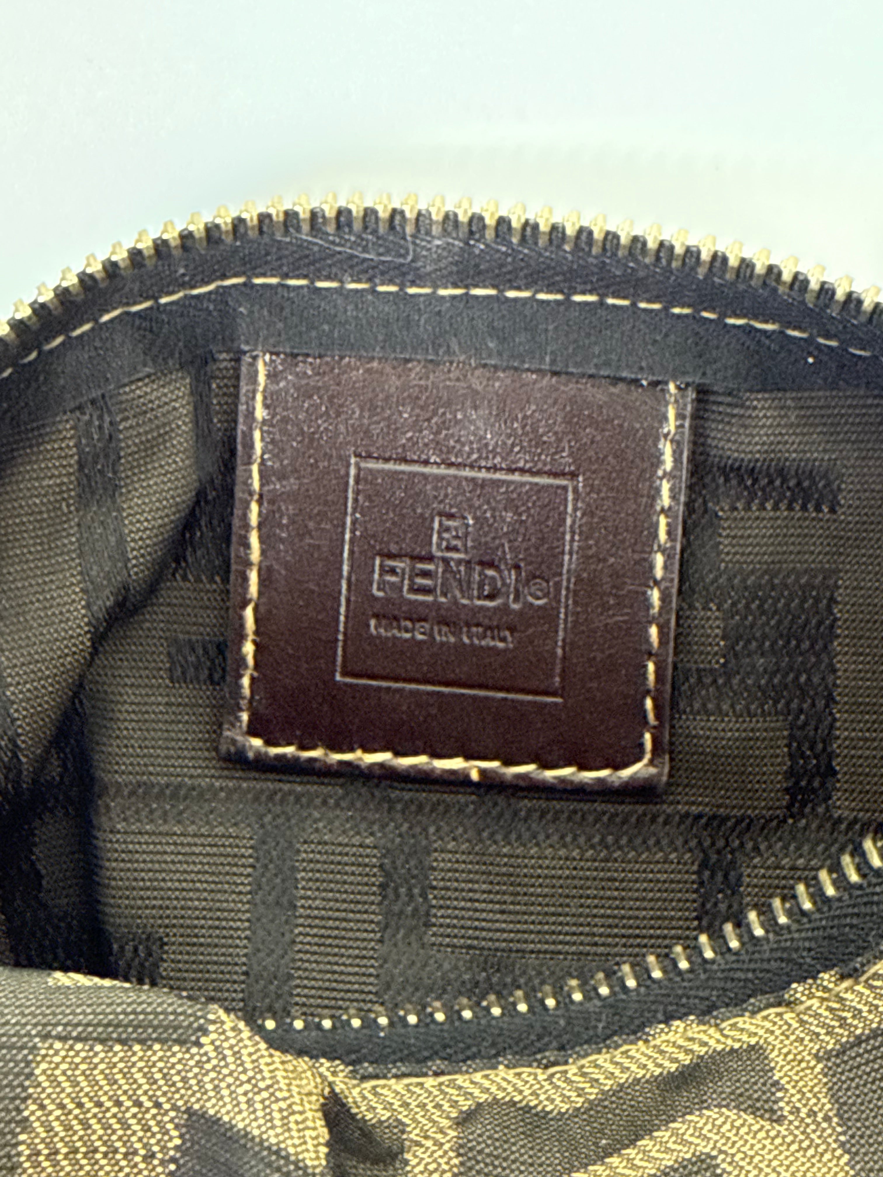 Vintage Fendi Zucca Mini Baguette Bag Brown and Black Canvas Fendi Handbag 00s Y2K