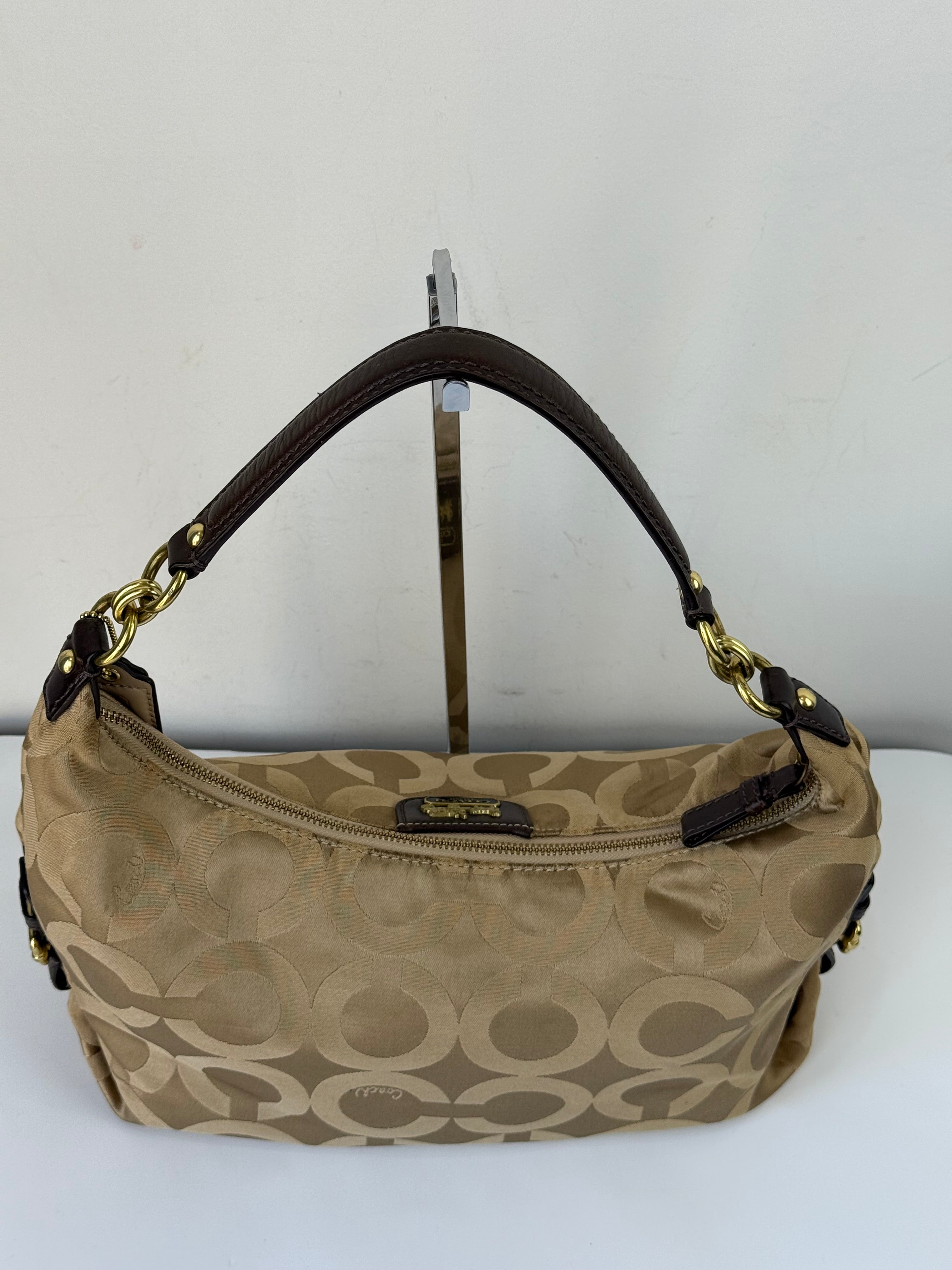 Vintage Coach Signature Madison Maggie Hobo 2 Way Bag Brown & Beige Shoulder Bag 00s Y2K
