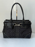 Vintage Coach Hampton Signature Tote Bag Black Coach Canvas HandBag 00s Y2K