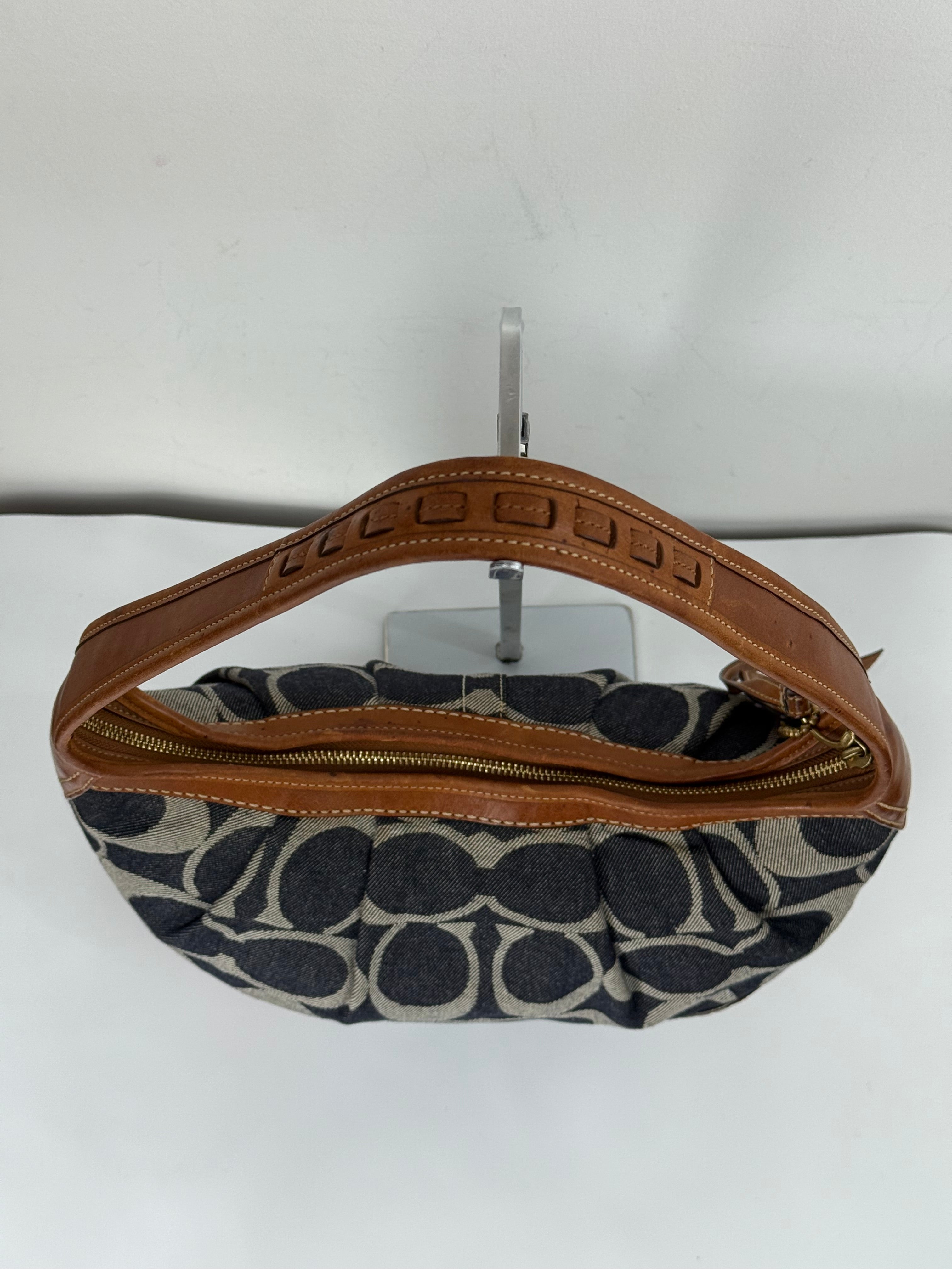 Vintage Coach Denim Ergo Soho Shoulder Bag Coach Blue Signature Handbag 00s Y2K