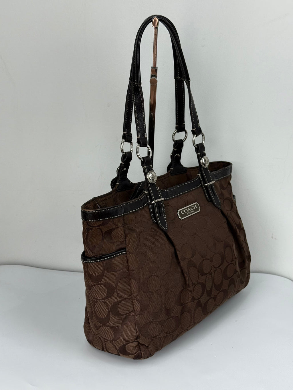 Vintage Coach Gallery East West Tote Bag Coach Dark Brown Signature Y2K Handbag