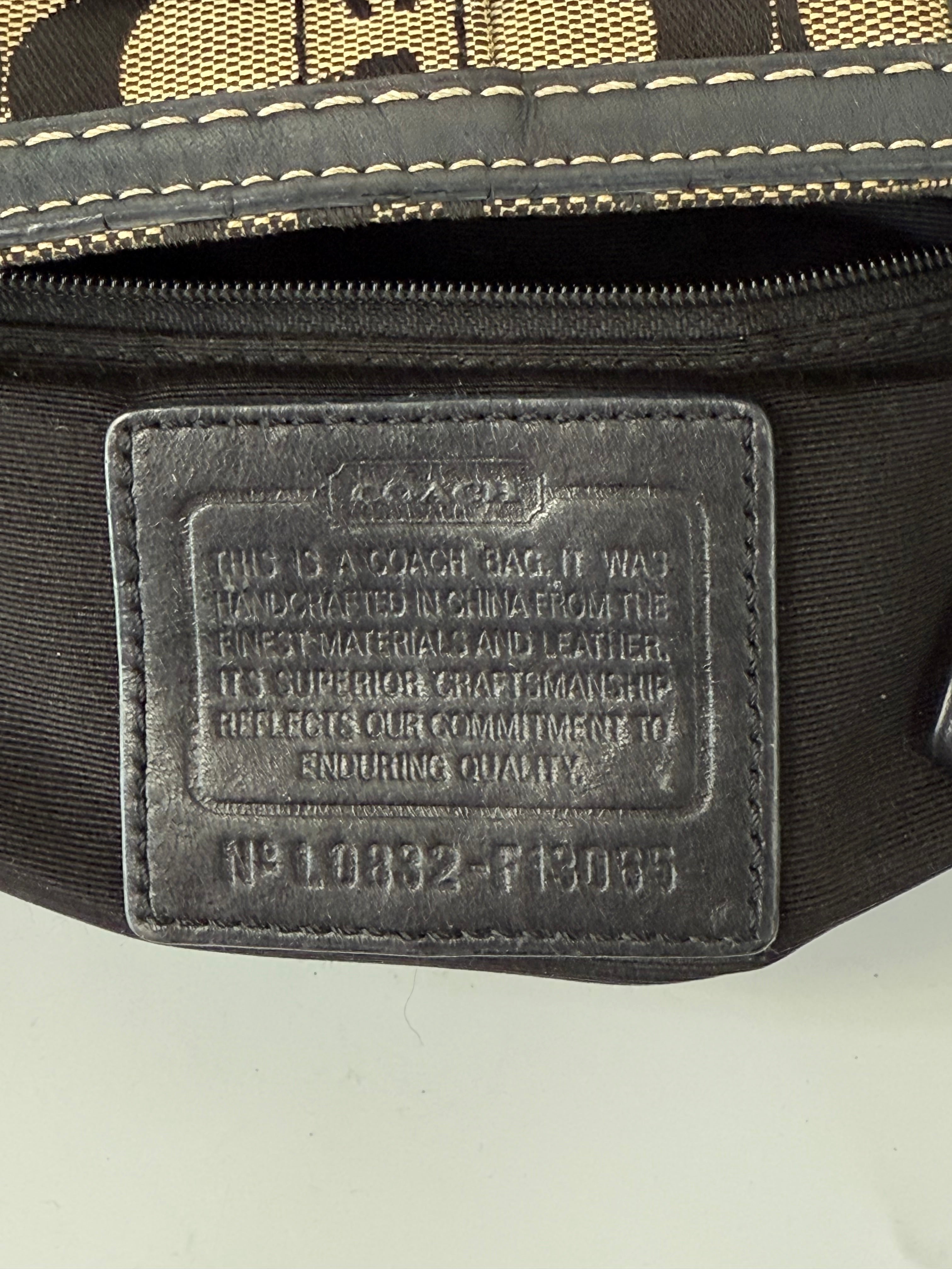 Vintage Coach Hampton Signature Tote Bag Grey and Black Coach Canvas HandBag 00s Y2K
