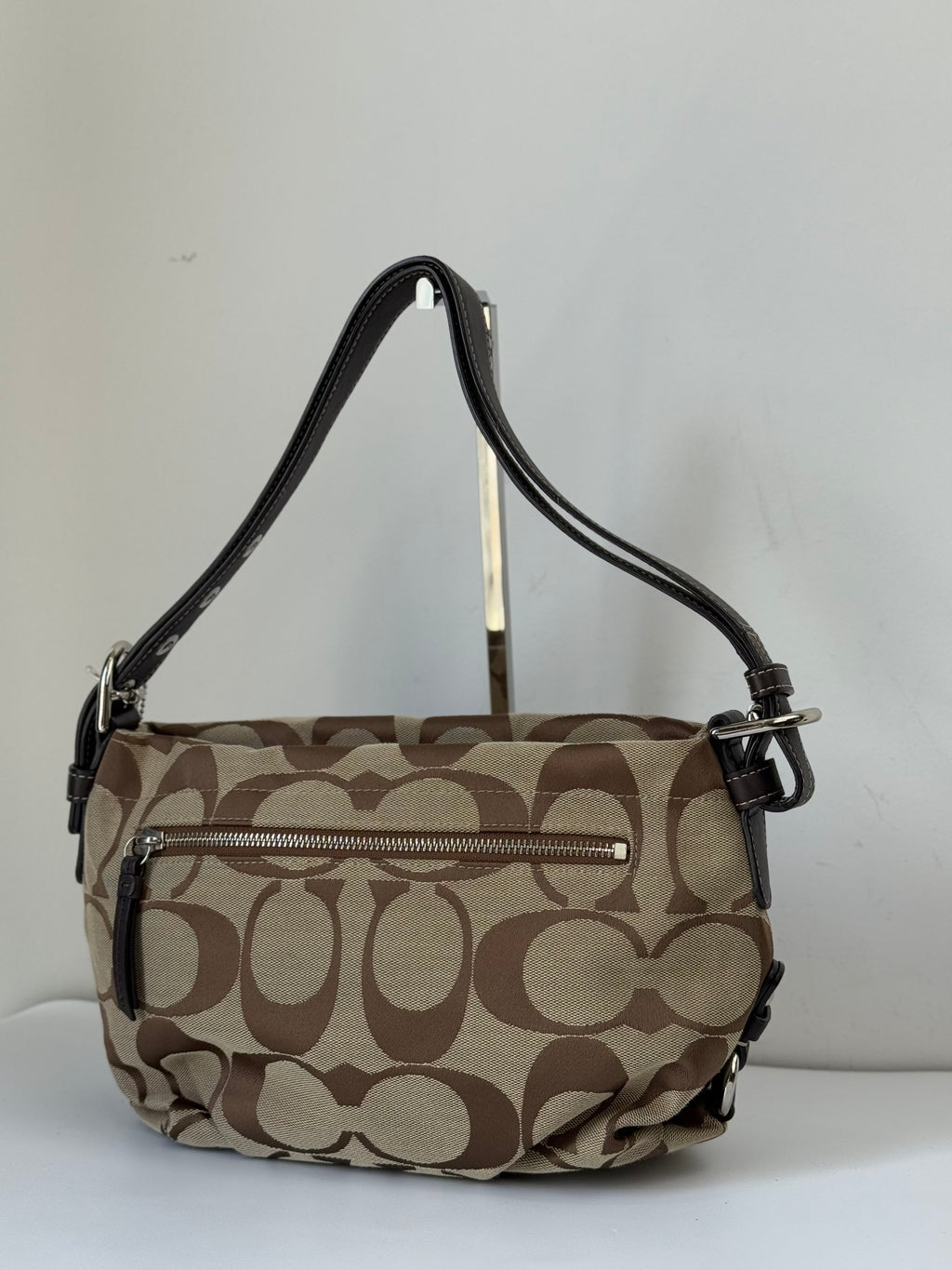 Vintage Coach Signature Duffle Bag Khaki Mahogany Signature Shoulder Bag 00s Y2K
