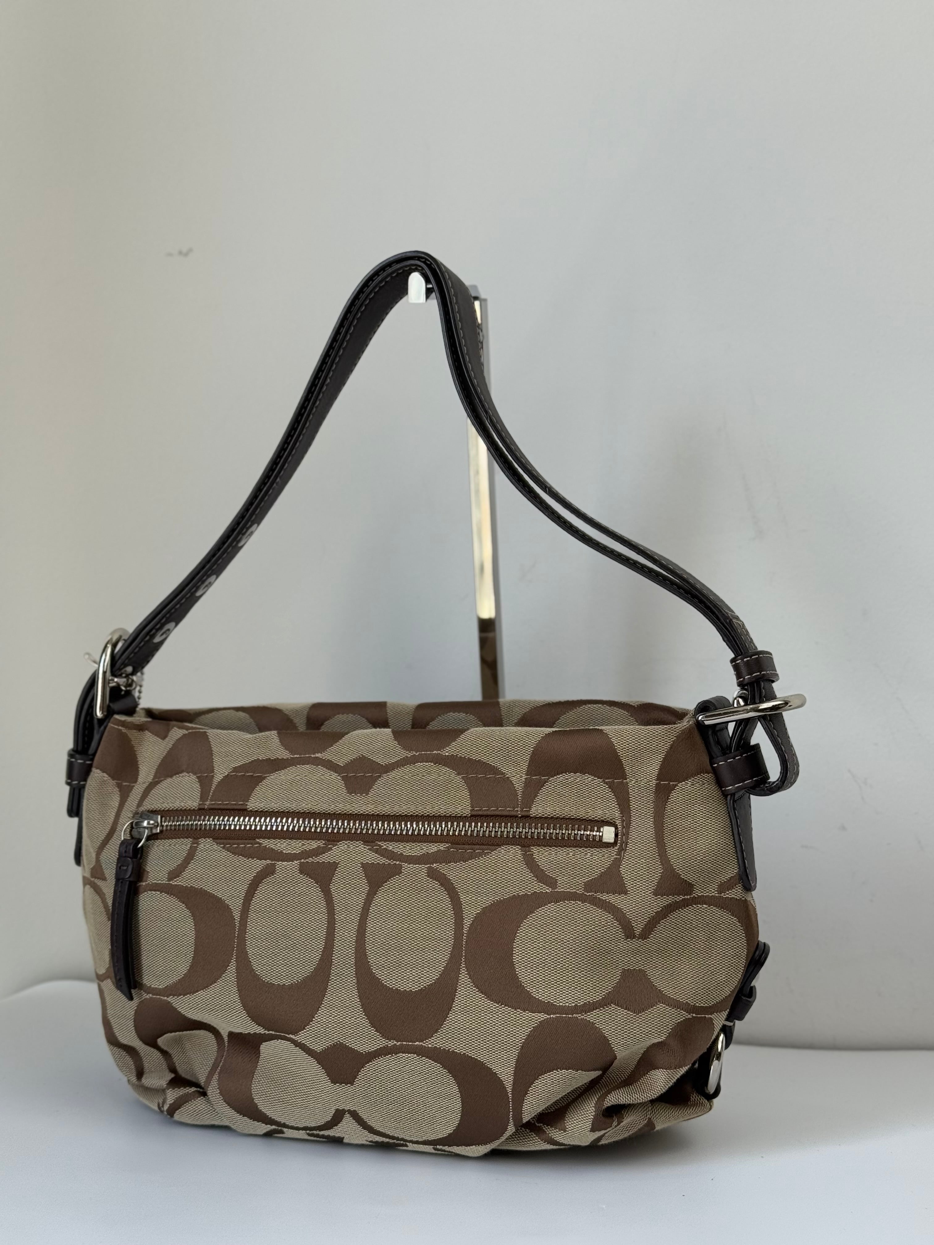 Vintage Coach Signature Duffle Bag Khaki Mahogany Signature Shoulder Bag 00s Y2K