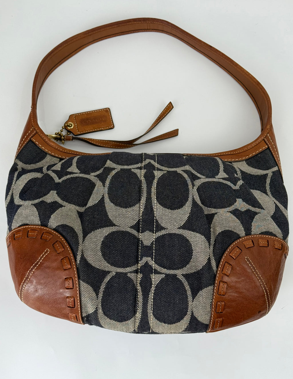 Vintage Coach Denim Ergo Soho Shoulder Bag Coach Blue Signature Handbag 00s Y2K