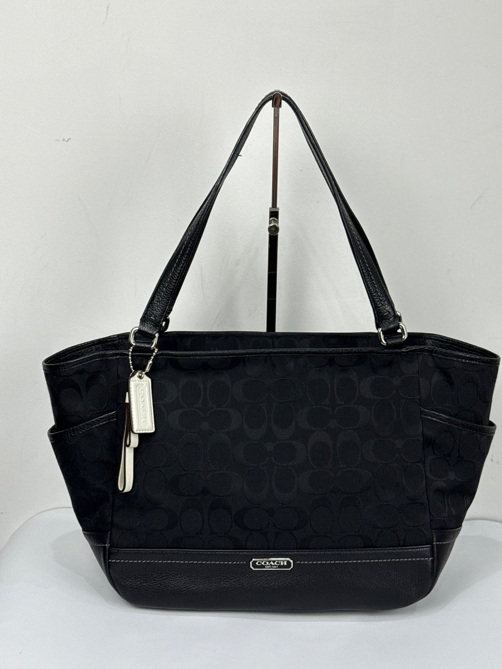 Vintage Coach Park Signature Carrie Tote Bag Black Coach Canvas Handbag 00s Y2K