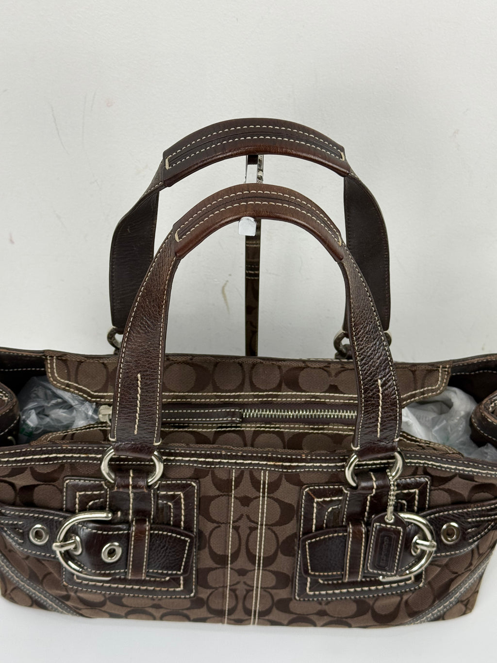 Vintage Coach Dark Brown Soho Satchel Bag Coach Signature Handbag 00s Y2K