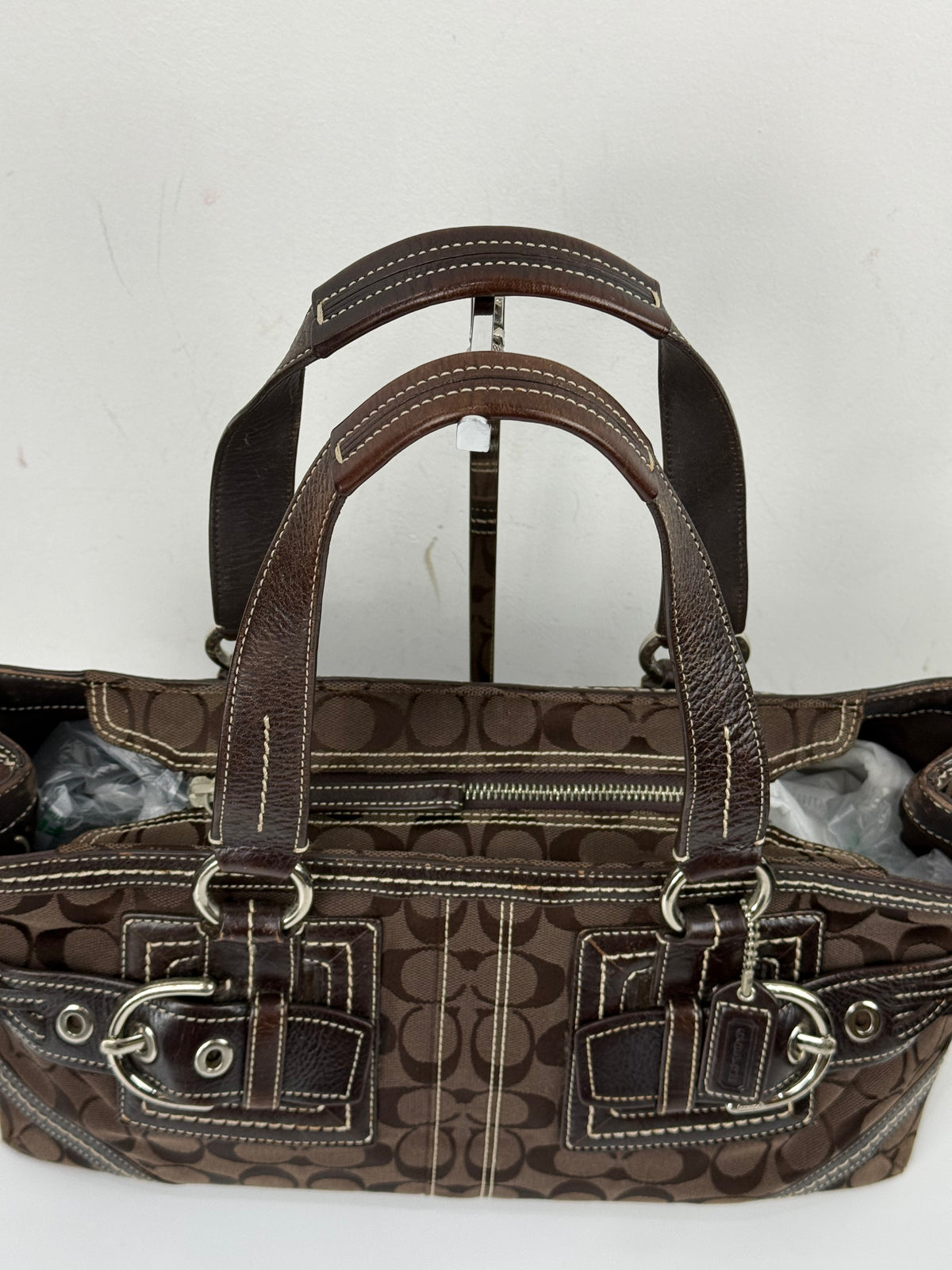 Vintage Coach Dark Brown Soho Satchel Bag Coach Signature Handbag 00s Y2K