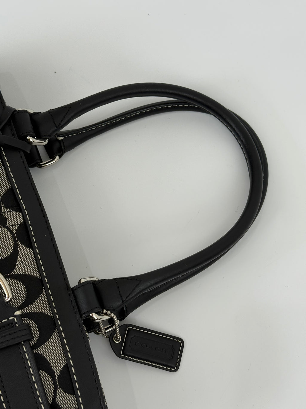Vintage Coach Hampton Signature Tote Bag Coach Grey & Black Handbag 00s Y2K