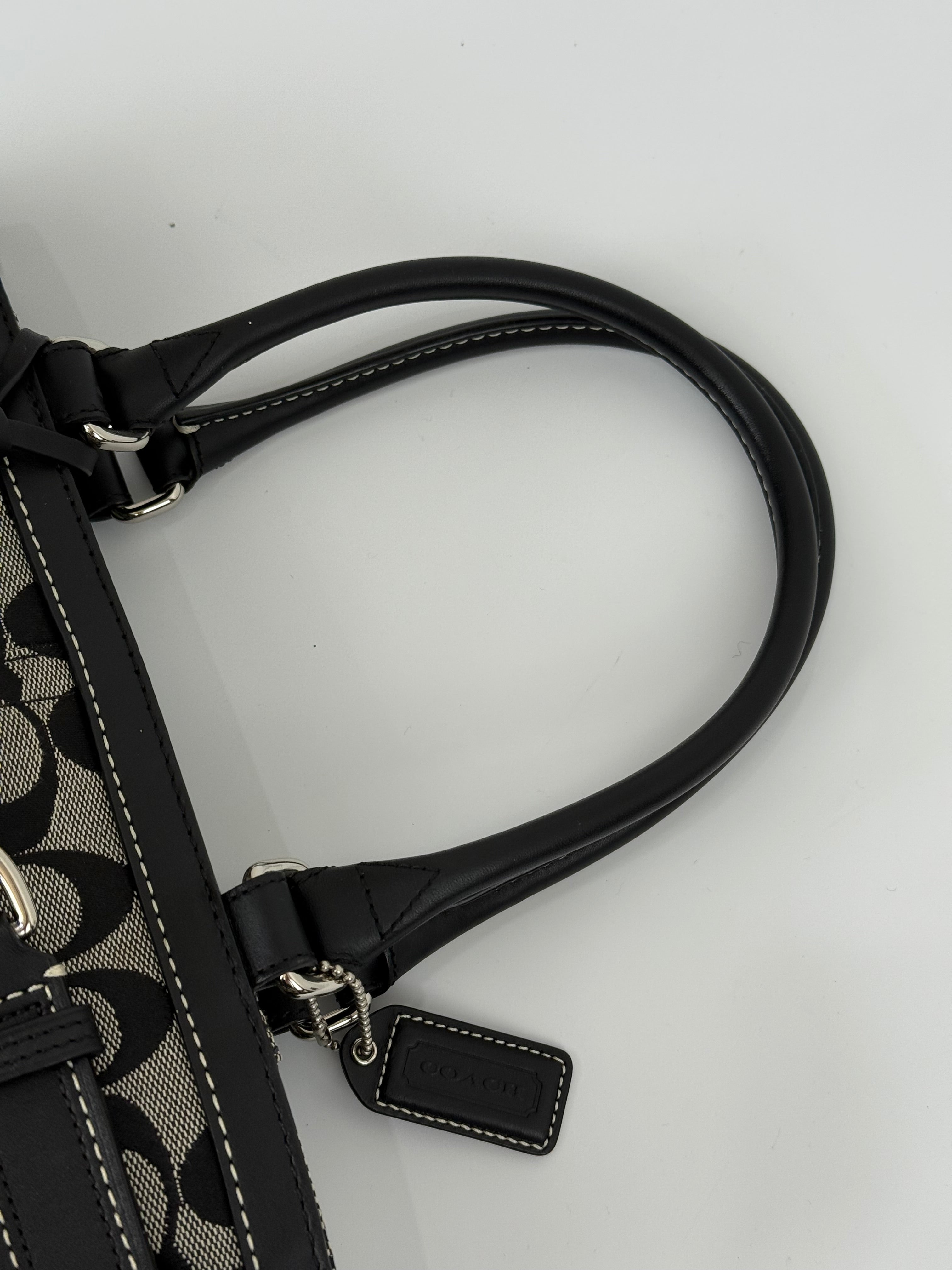 Vintage Coach Hampton Signature Tote Bag Coach Grey & Black Handbag 00s Y2K