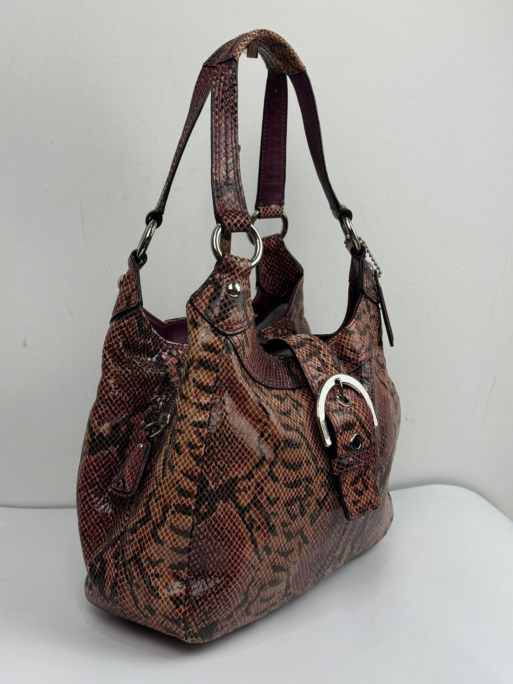 Vintage Coach Soho Lynn Python Inspired Leather Bag Hobo Bag 00s Y2K