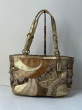 Vintage Coach Gold Multicolour Patchwork Tote Bag Coach Signature Handbag 00s Y2K
