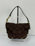 Vintage Coach Mini Carly Shoulder Bag Dark Brown Signature Handbag 00s Y2K