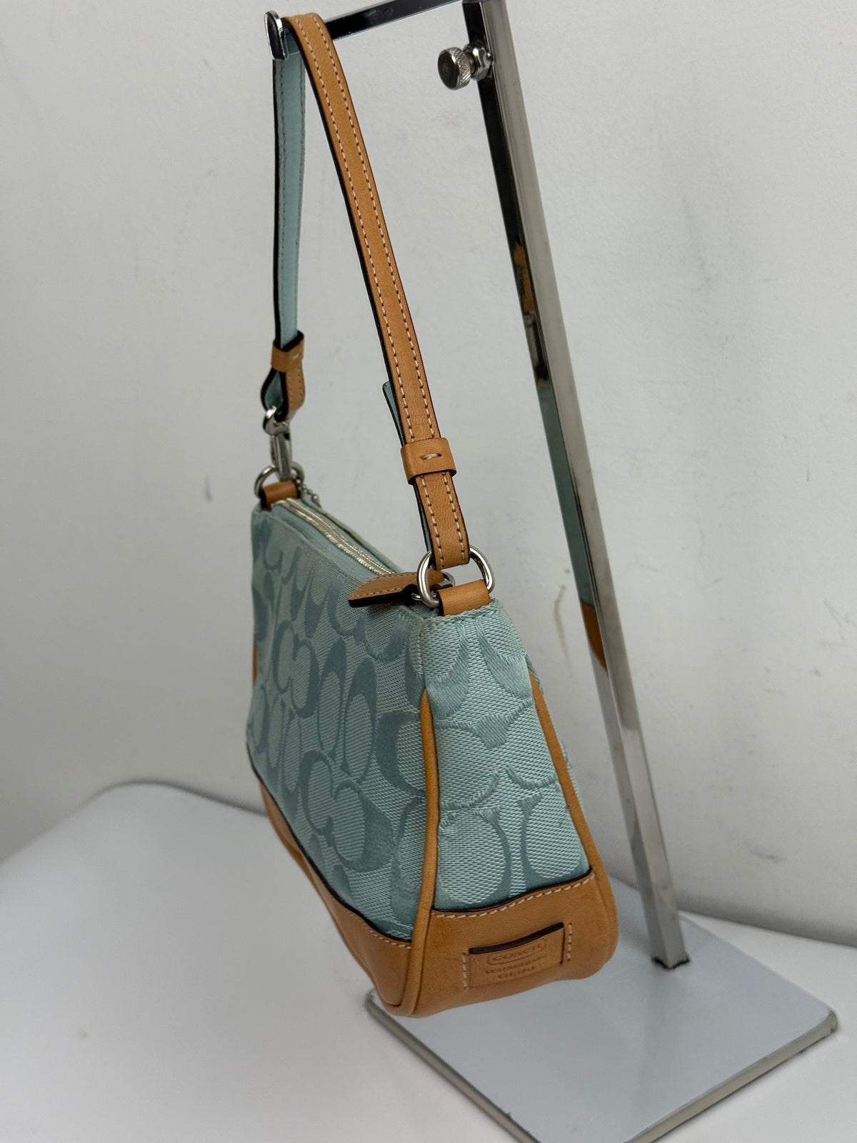 Vintage Coach Demi Bag Signature Blue Small Handbag 00s Y2K