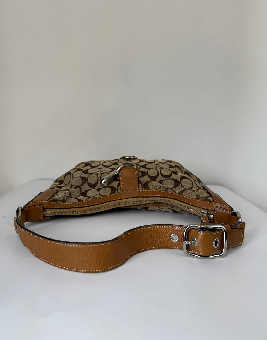 Vintage Coach Hampton Hobo Bag Brown and Tan Coach Signature Shoulder Bag 00s Y2K