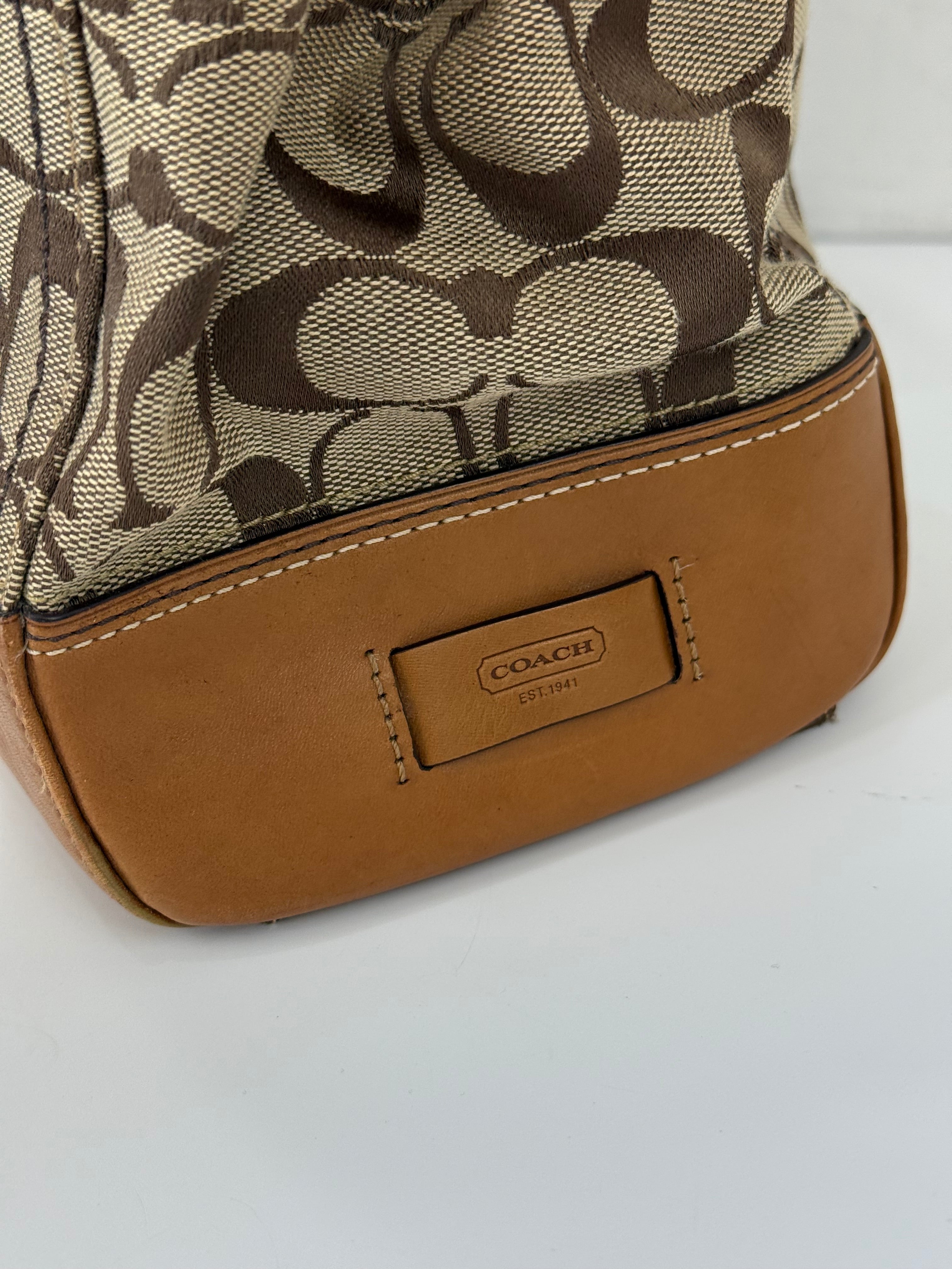 Vintage Coach Hampton Tote Bag Coach Brown/Tan Signature Y2K Handbag