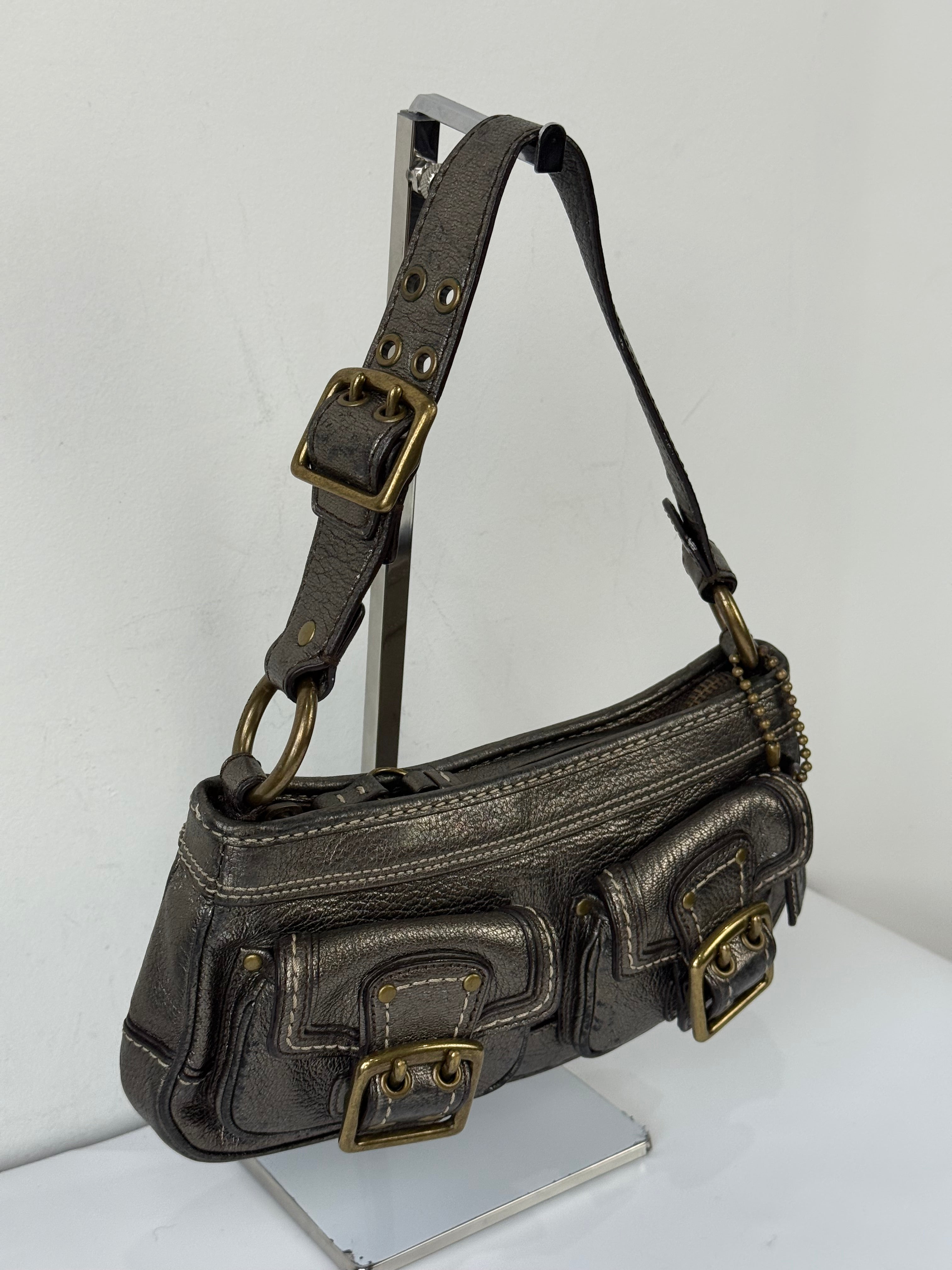 Rare Vintage Coach Mandy 65th Anniversary Legacy Bag Sliver Metallic Leather Shoulder Bag 00s Y2K