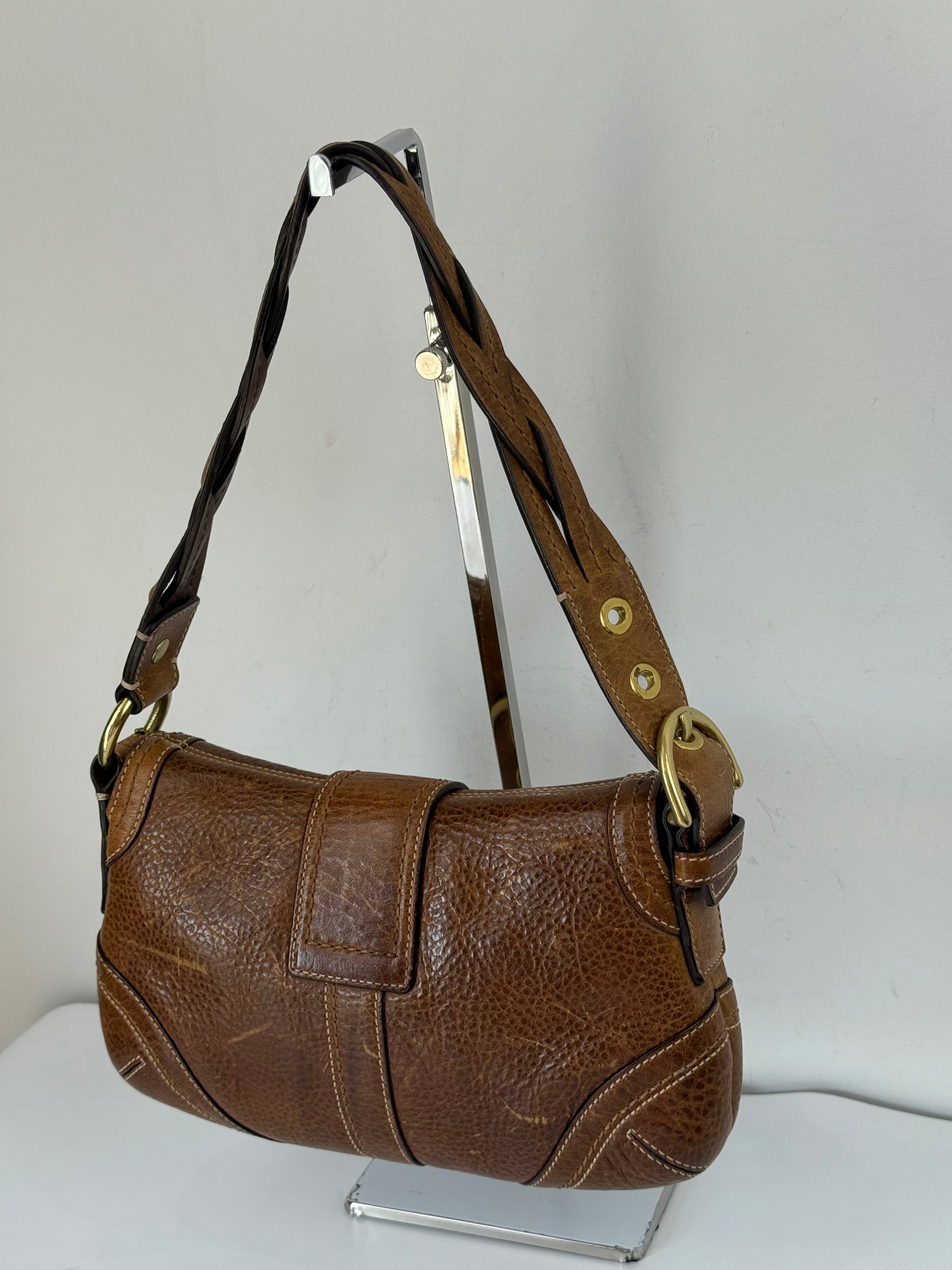 Vintage Coach Brown Soho Shoulder Bag Coach Calf Leather Handbag 00s Y2K