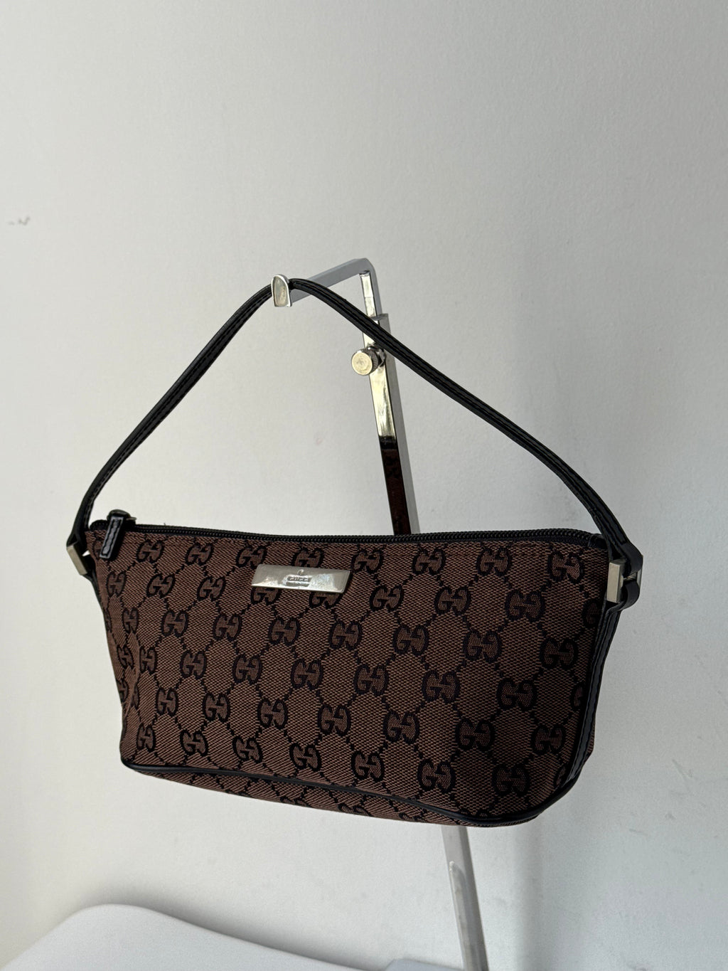 Vintage Gucci Baguette Bag Brown and Black Gucci Pouch Canvas Handbag 00s Y2K
